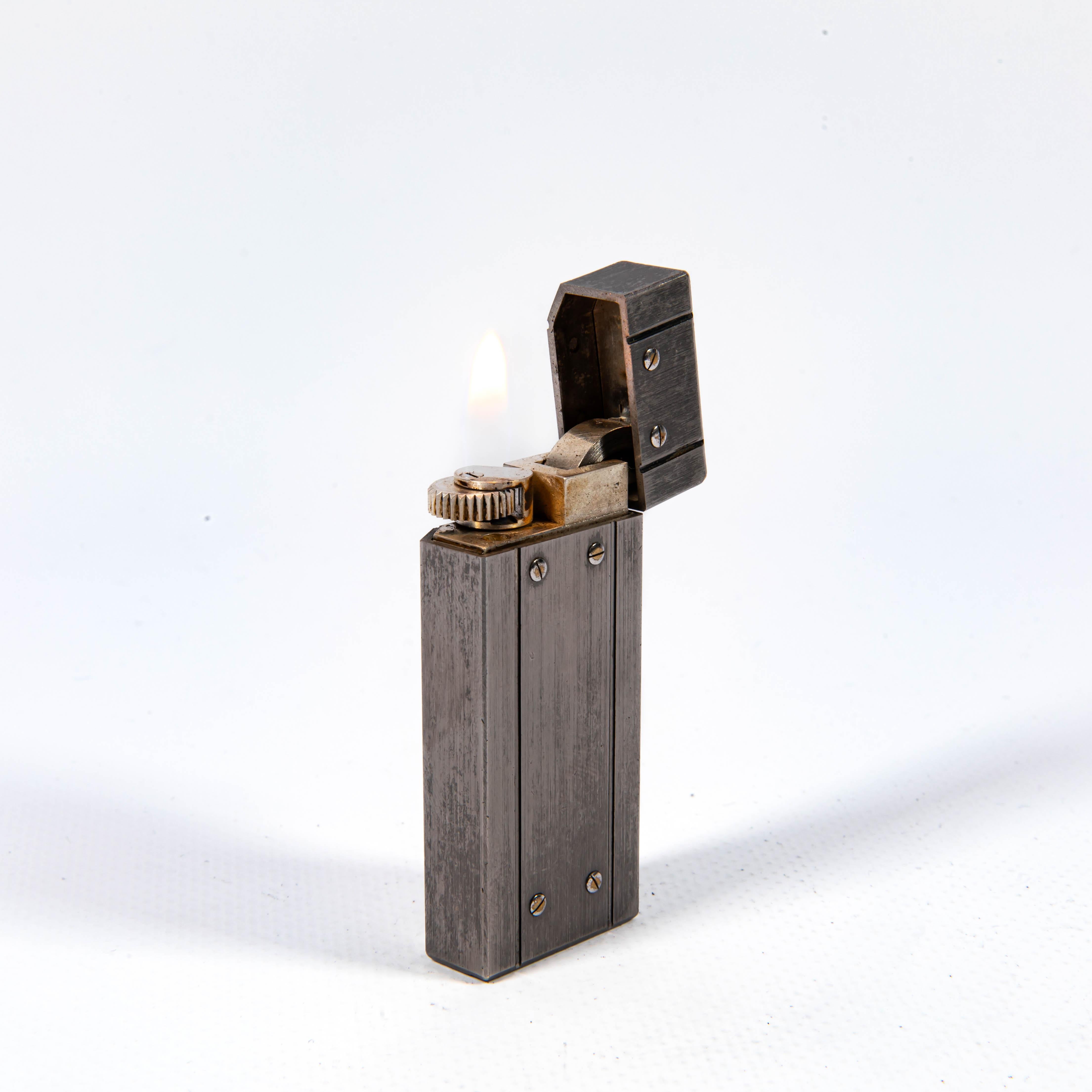 A. Silver placcato d'argento CARTIER Santos Mini Accendino anni '80 in vendita 3