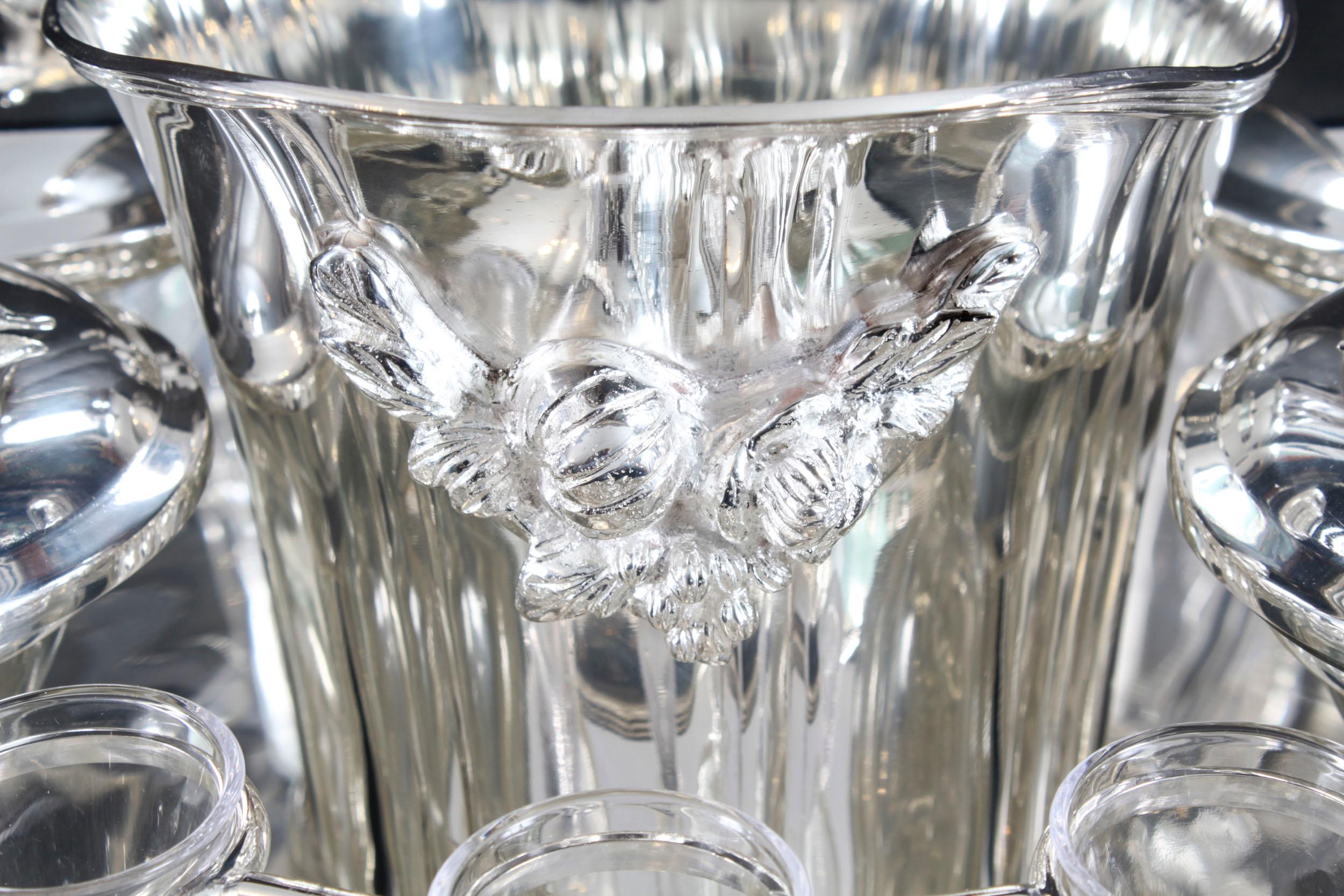 Enfriador vintage de caviar y champán bañado en plata Siglo XX Chapado en plata en venta