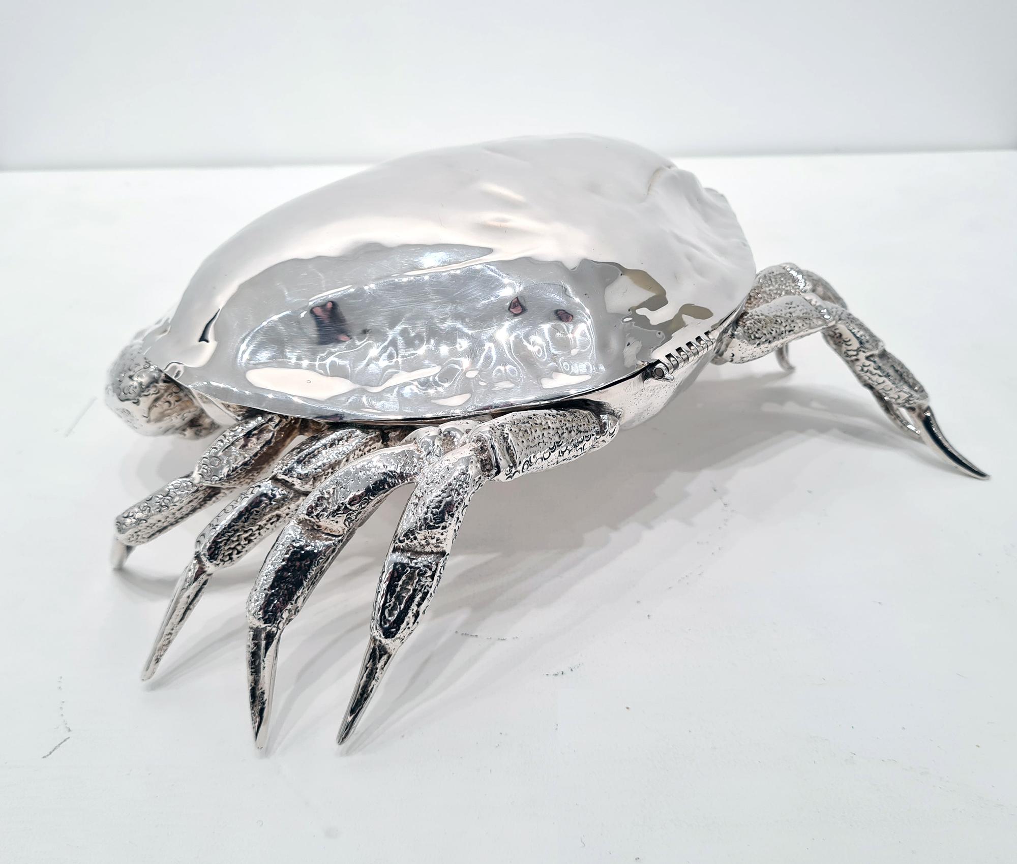 Vintage Silver Plated Caviar Dish in the Shape of a Crab, c. 1970  For Sale 5