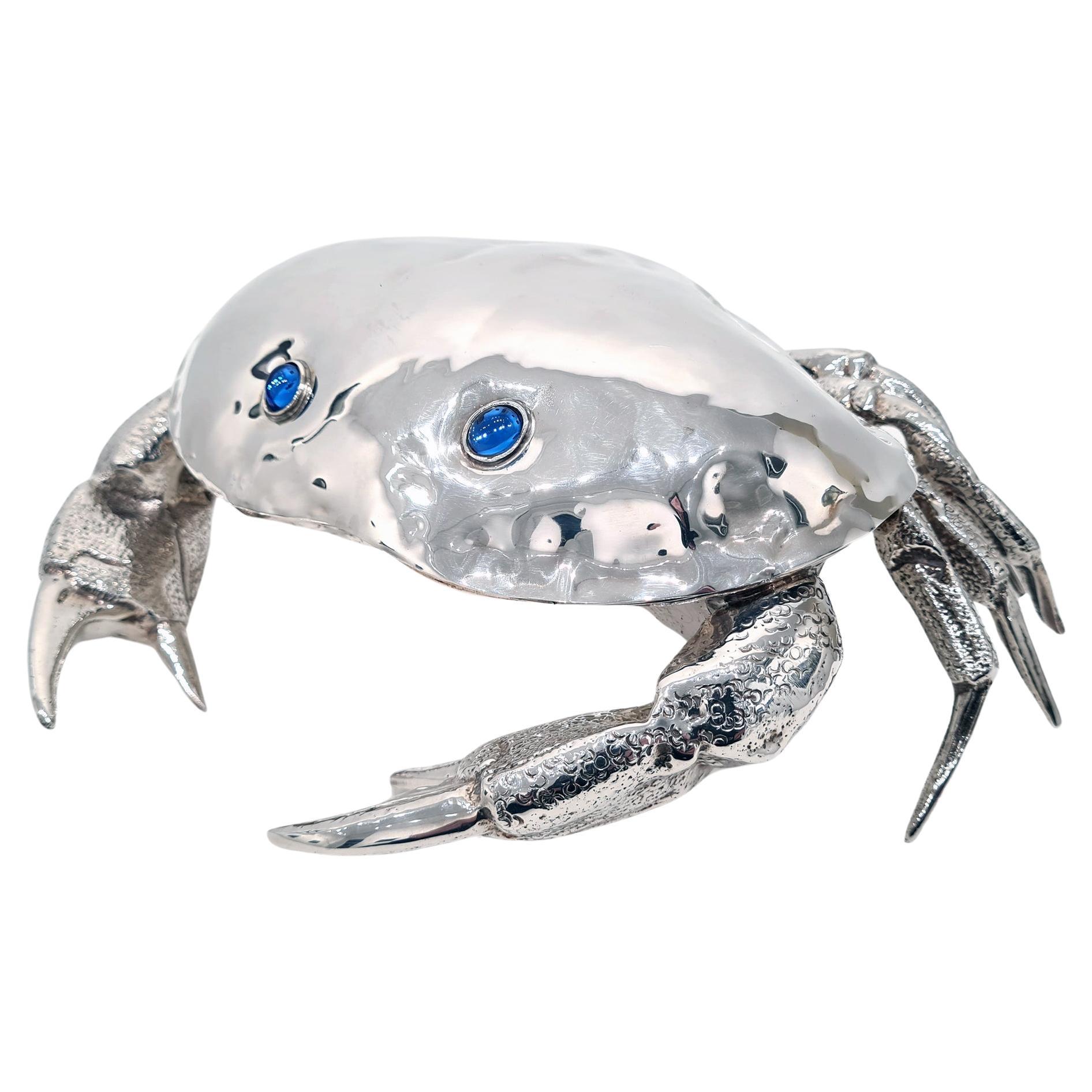 Vintage Silver Plated Caviar Dish in the Shape of a Crab, c. 1970  For Sale