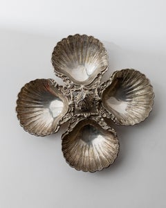 Vintage Silver Plated Centerpiece Bowl with Four Dishes, 1930s