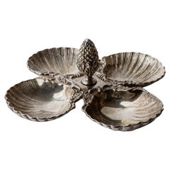 Vintage Silver Plated Centerpiece Bowl with Four Dishes, 1930s