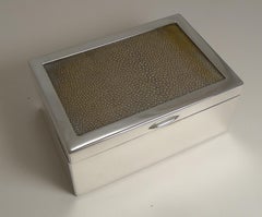 Vintage Silver Plated Cigarette Box with Shagreen, Austrian, circa 1930