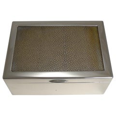 Vintage Silver Plated Cigarette Box with Shagreen, Austrian, circa 1930
