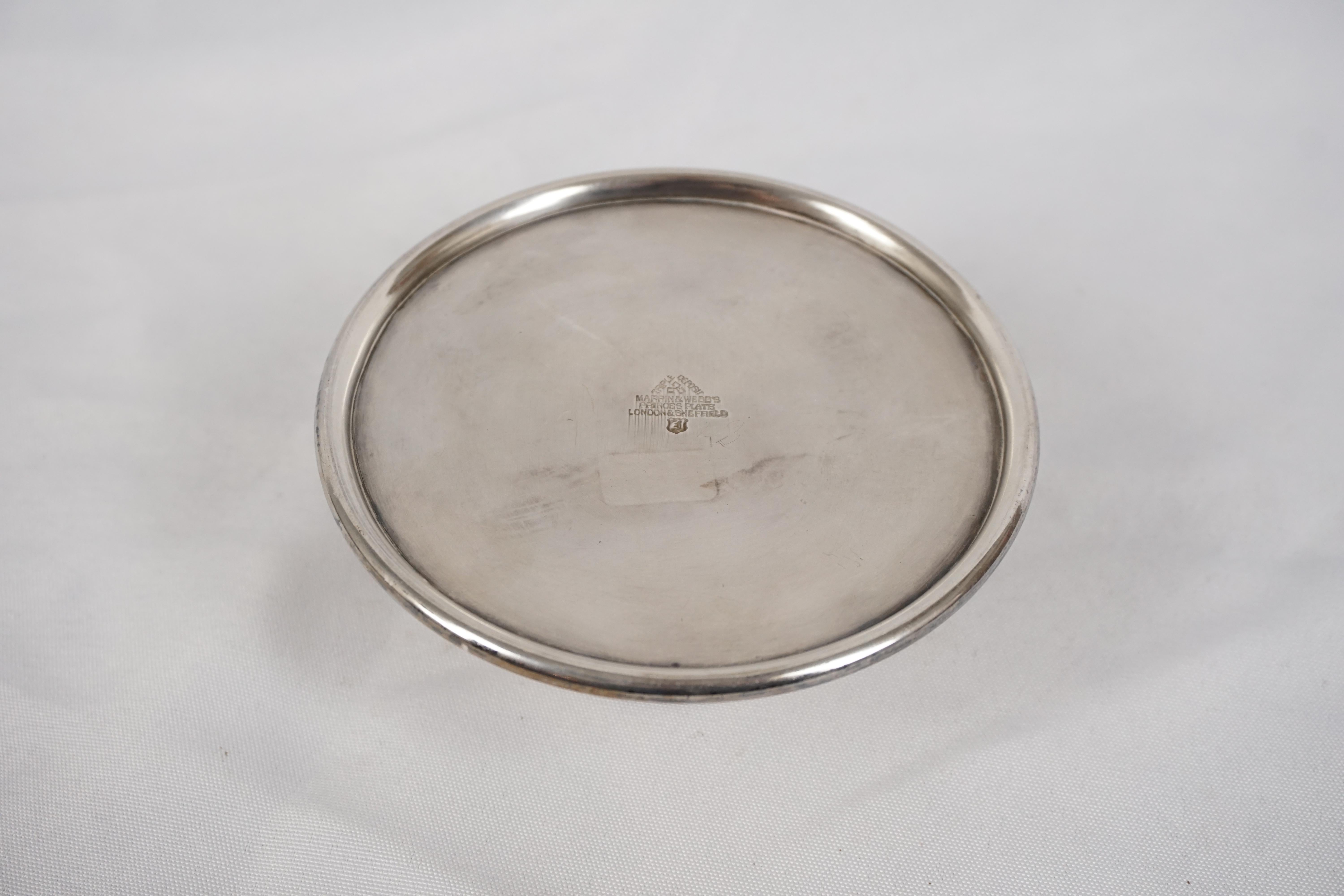 Mid-20th Century Vintage Silver Plated Circular Inkwell, Scotland 1930, H310