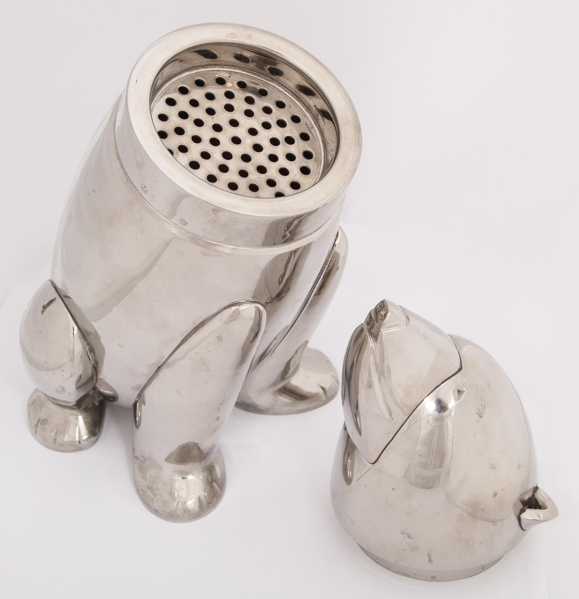 Vintage Silver Plated Cocktail Shaker in the Form of a Polar Bear 12