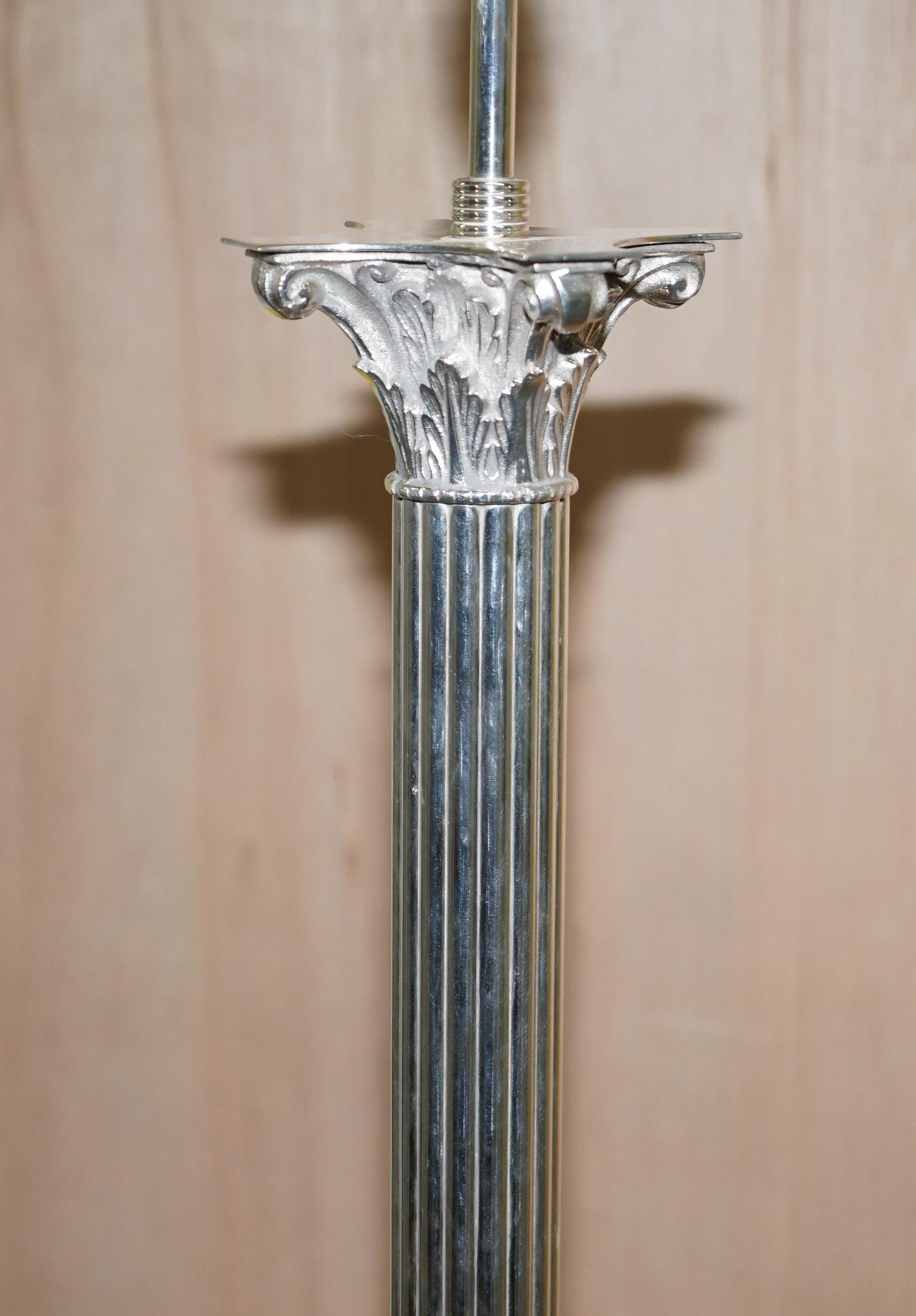 Vintage Silver Plated Corinthian Pillared Floor Standing Lamp Hairy Paw Feet For Sale 2