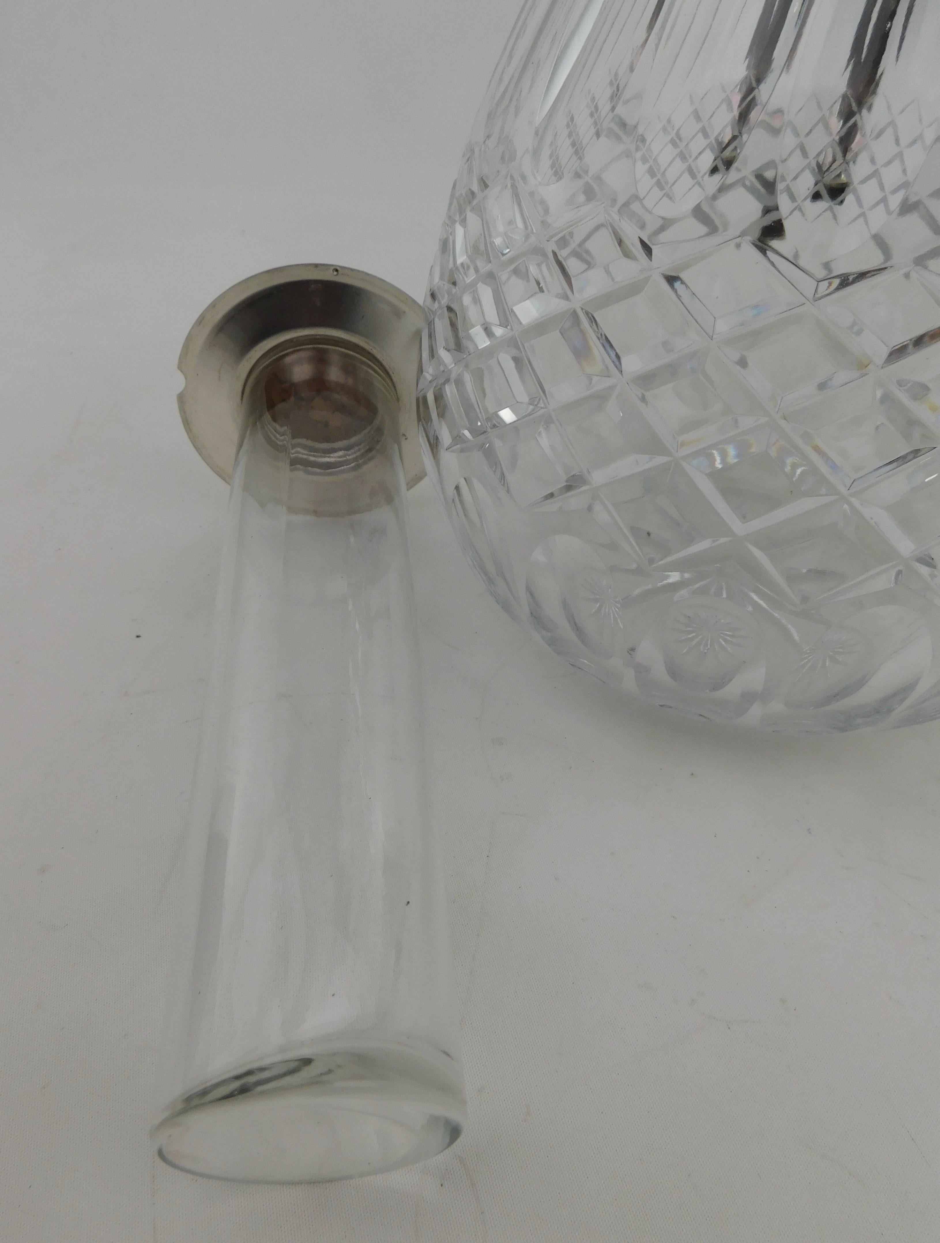 Versilberter Vintage-Krug aus Kristall mit Glaskühler im Angebot 8