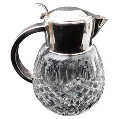 Vintage Silver Plated Crystal Pitcher with Glass Chiller