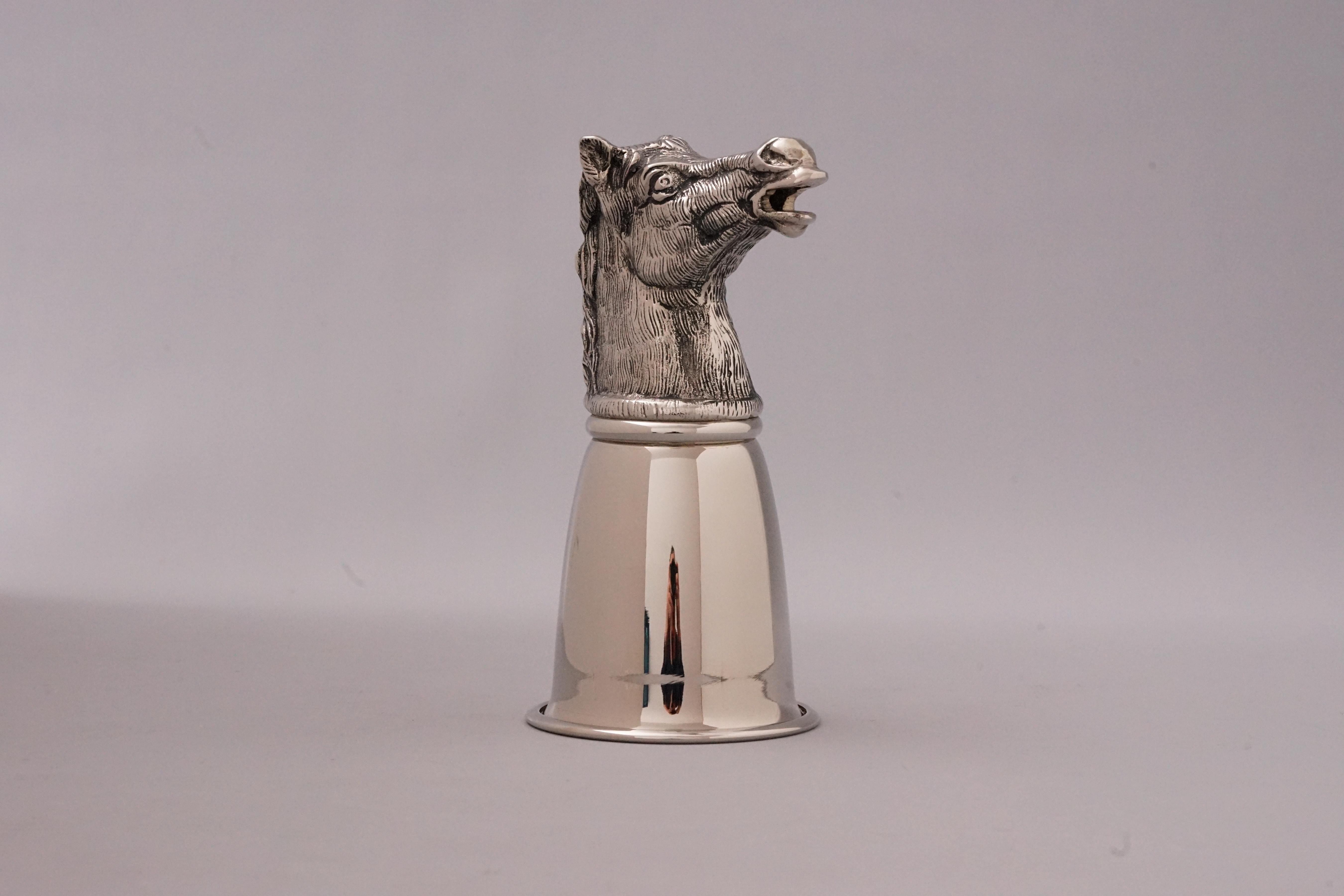 A must have for all horse lovers. Outstanding Vintage Silver Plated Cup with Horse Head from Gucci from the 1970s.