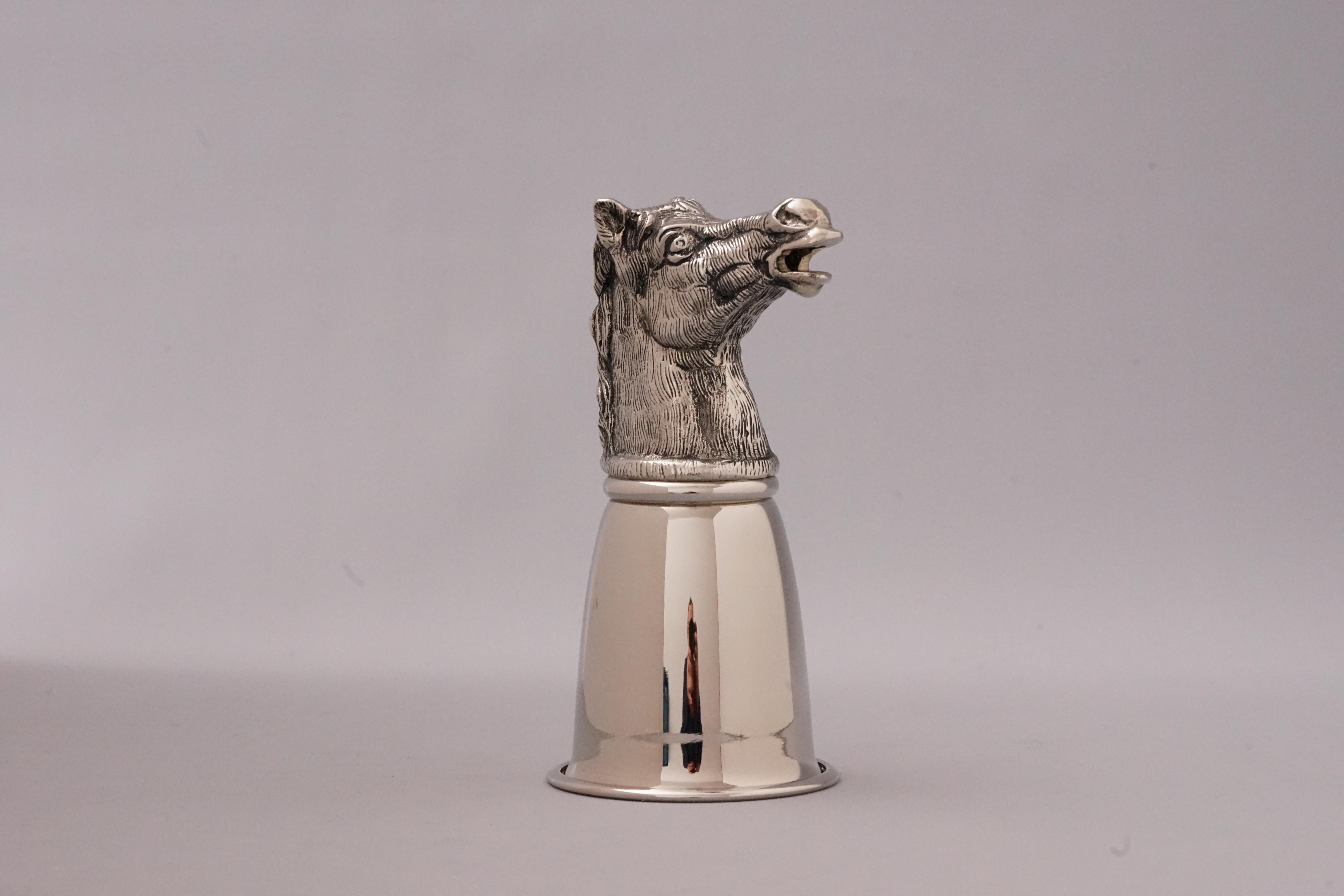 Vintage Silver Plated Cup with Horse Head from Gucci, 1970s In Good Condition For Sale In Kelkheim (Taunus), HE