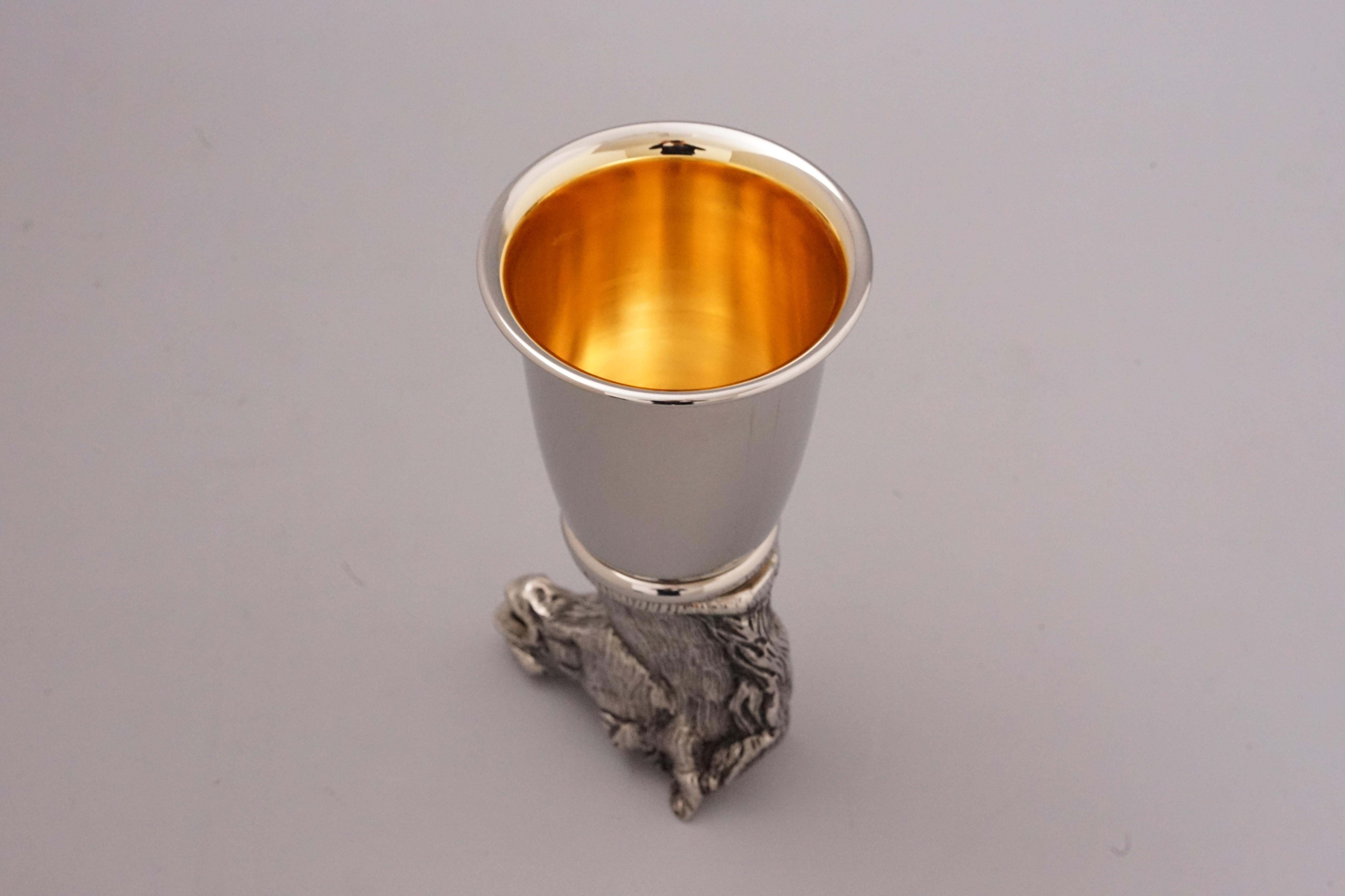 Gold Plate Vintage Silver Plated Cup with Horse Head from Gucci, 1970s For Sale