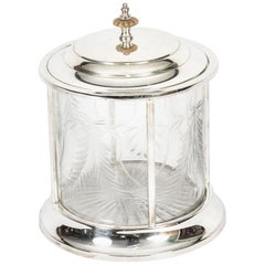 Retro Silver Plated and Cut-Glass Biscuit Sweet Tea Box, 20th Century