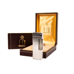 Vintage Silver Plated Dunhill Rollagas Lighter Chevron in Box 1980s
