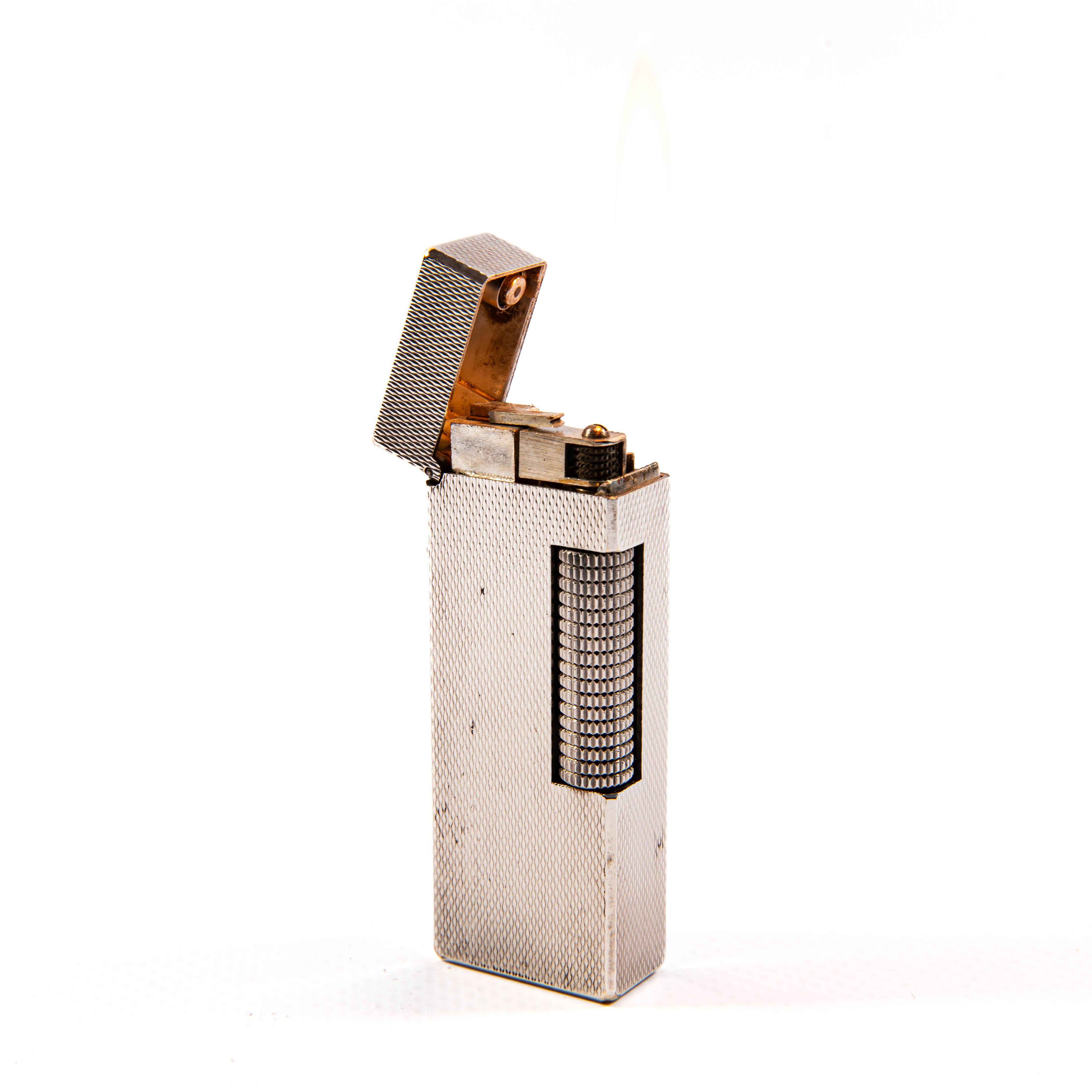 Vintage Silver Plated Dunhill Rollagas Lighter Fine Barley 1970s 2