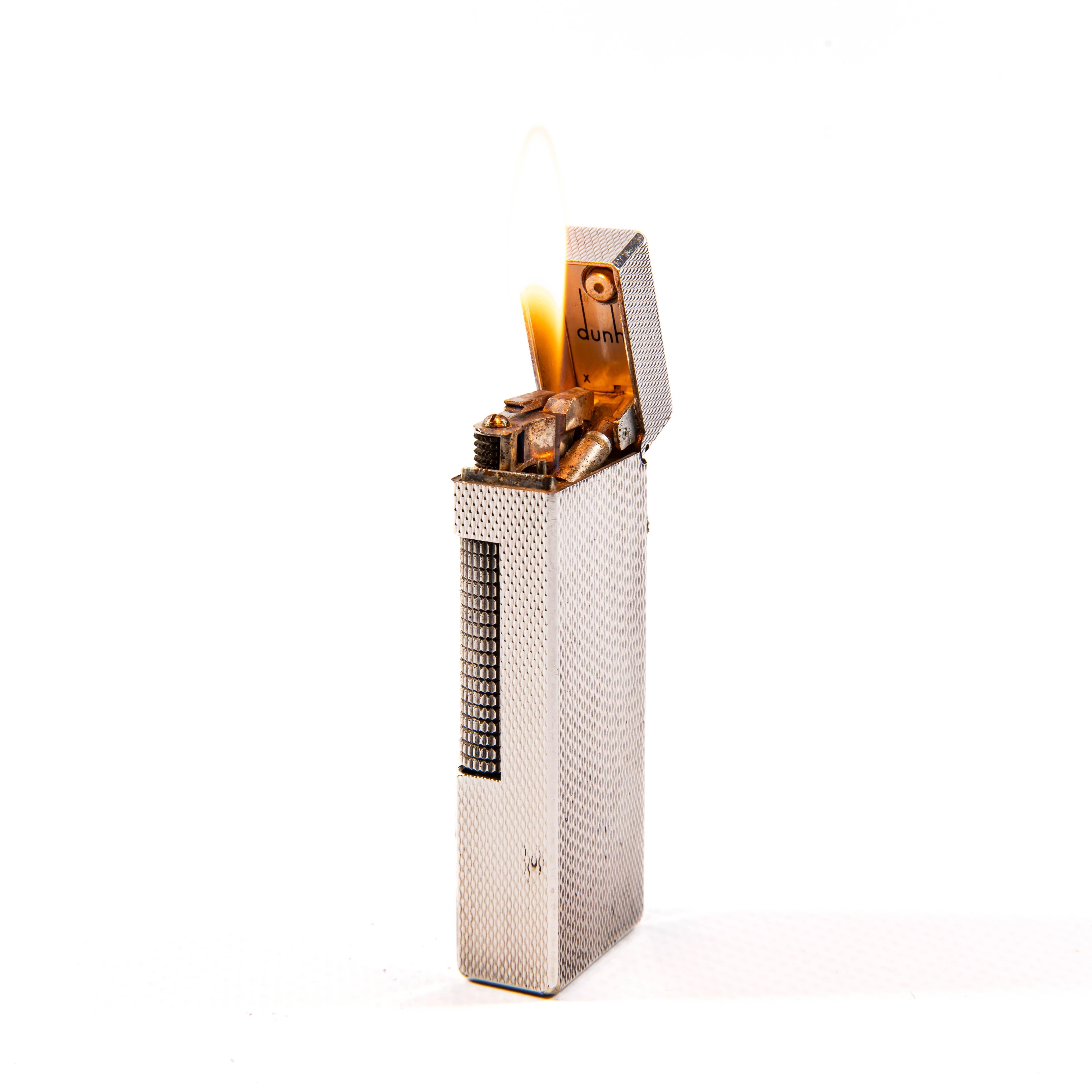 Vintage Silver Plated Dunhill Rollagas Lighter Fine Barley 1970s 3