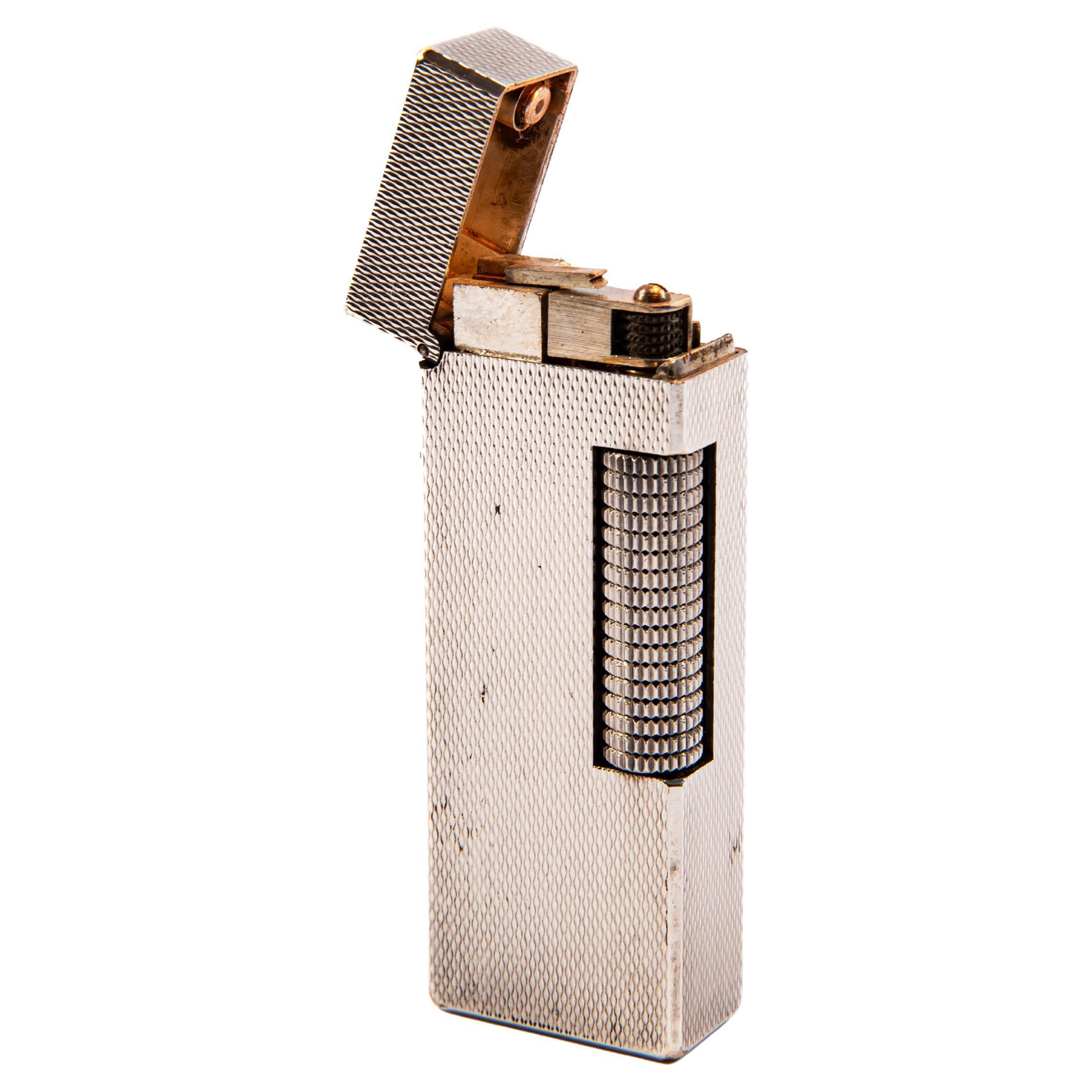Encendedor Dunhill Rollagas vintage plateado cebada fina años 70