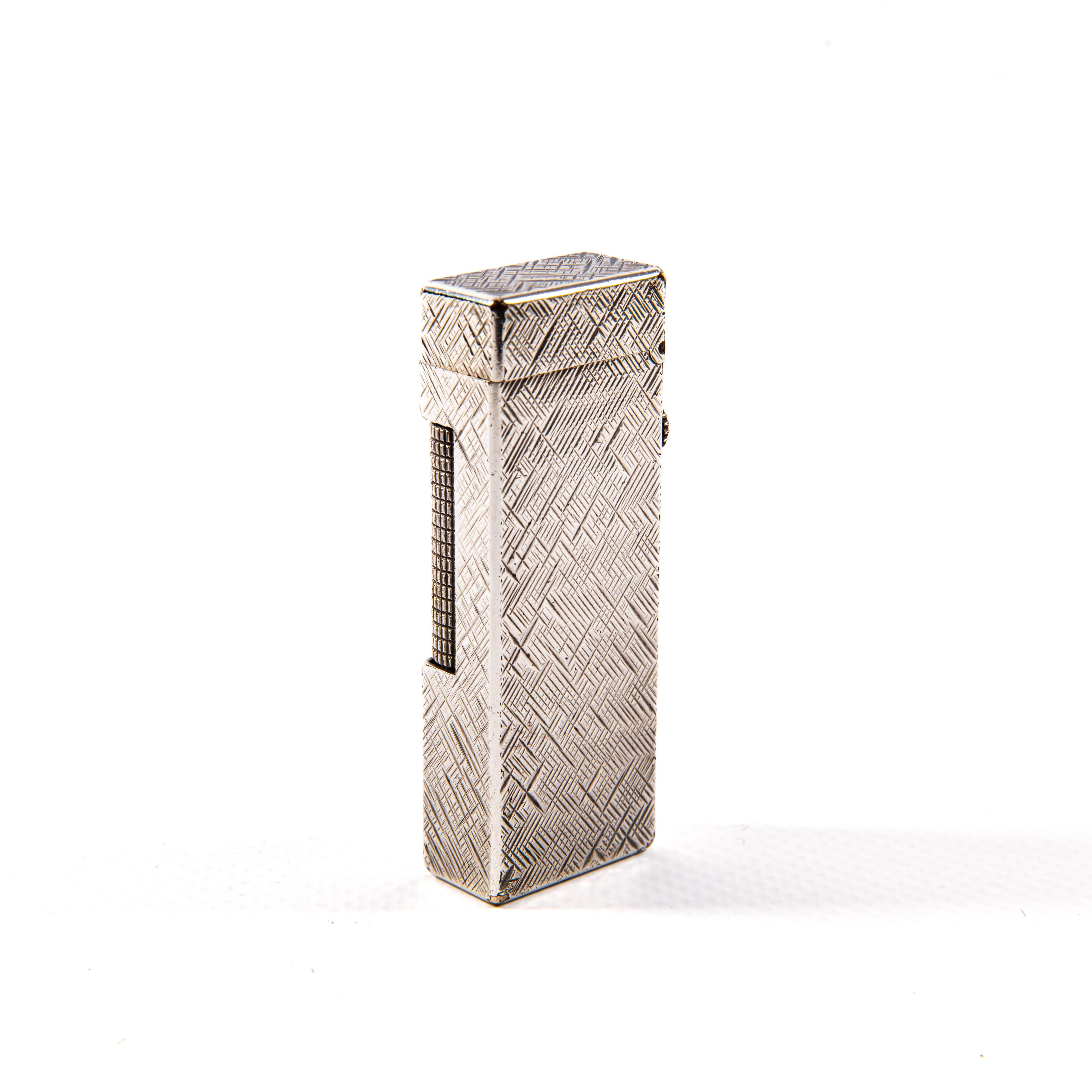 Accendino DUNHILL Rollagas placcato argento d'epoca Florentine anni '70 In condizioni buone in vendita a DELFT, NL