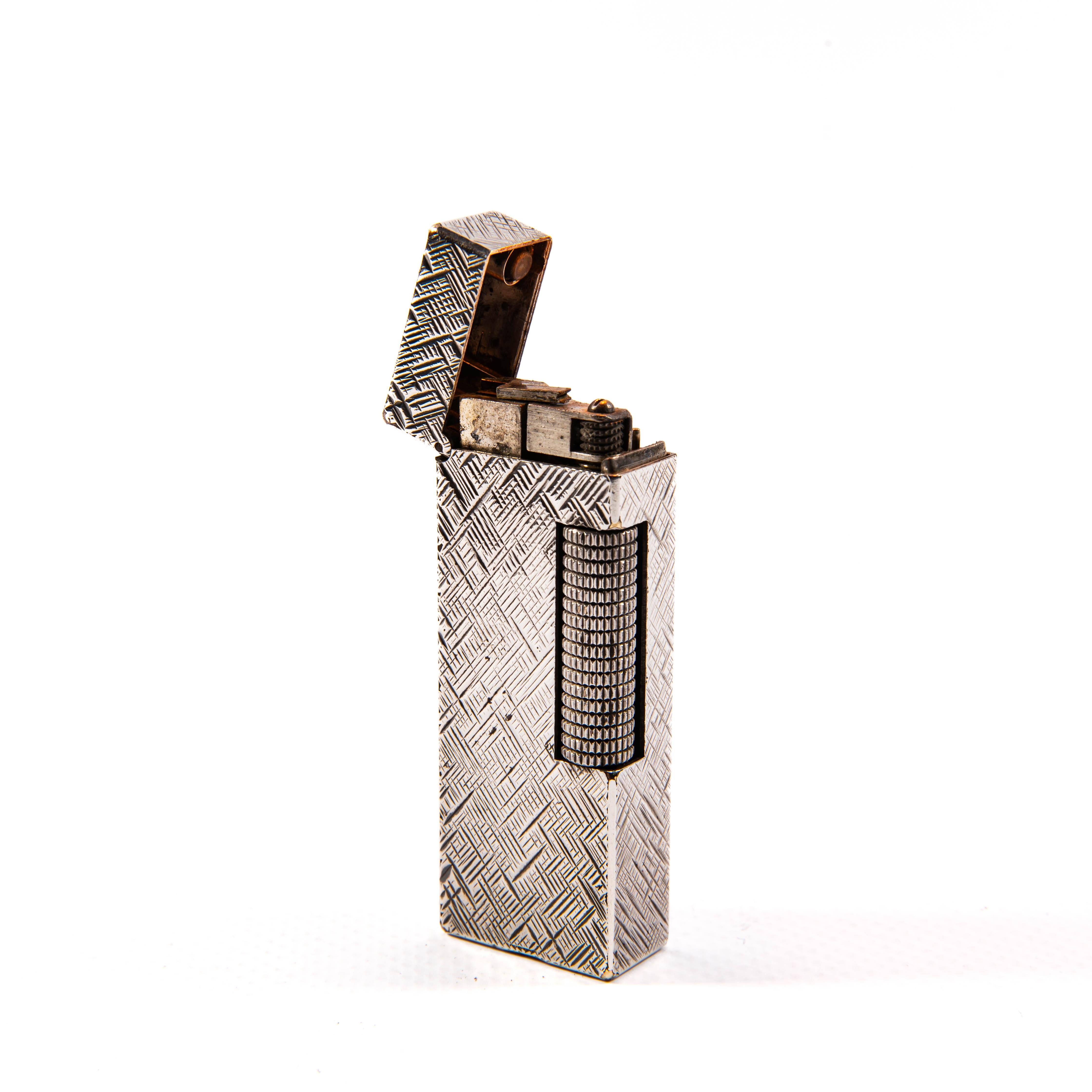 Accendino DUNHILL Rollagas placcato argento d'epoca Florentine anni '70 in vendita 2