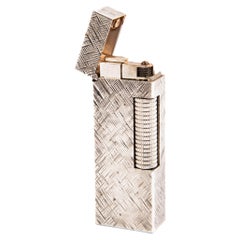 Vintage Silver Plated Dunhill Rollagas Lighter "Florentine" 1970s