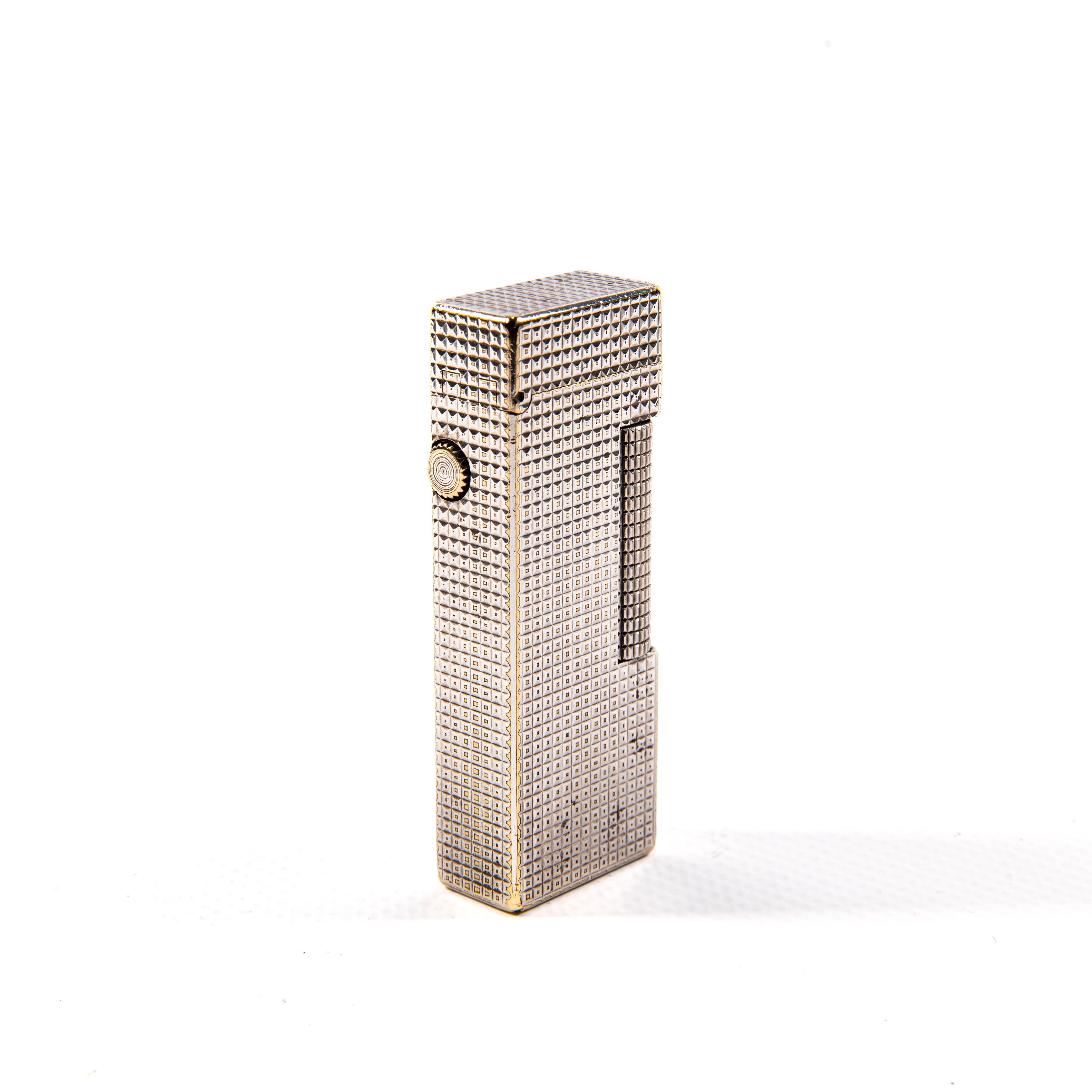 Versilberter Dunhill Rollagas-Leuchte, Hobnail, 1970er Jahre, Vintage im Angebot 1