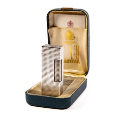 Vintage Silver Plated DUNHILL Rollagas Lighter Hobnail in Box 1970s