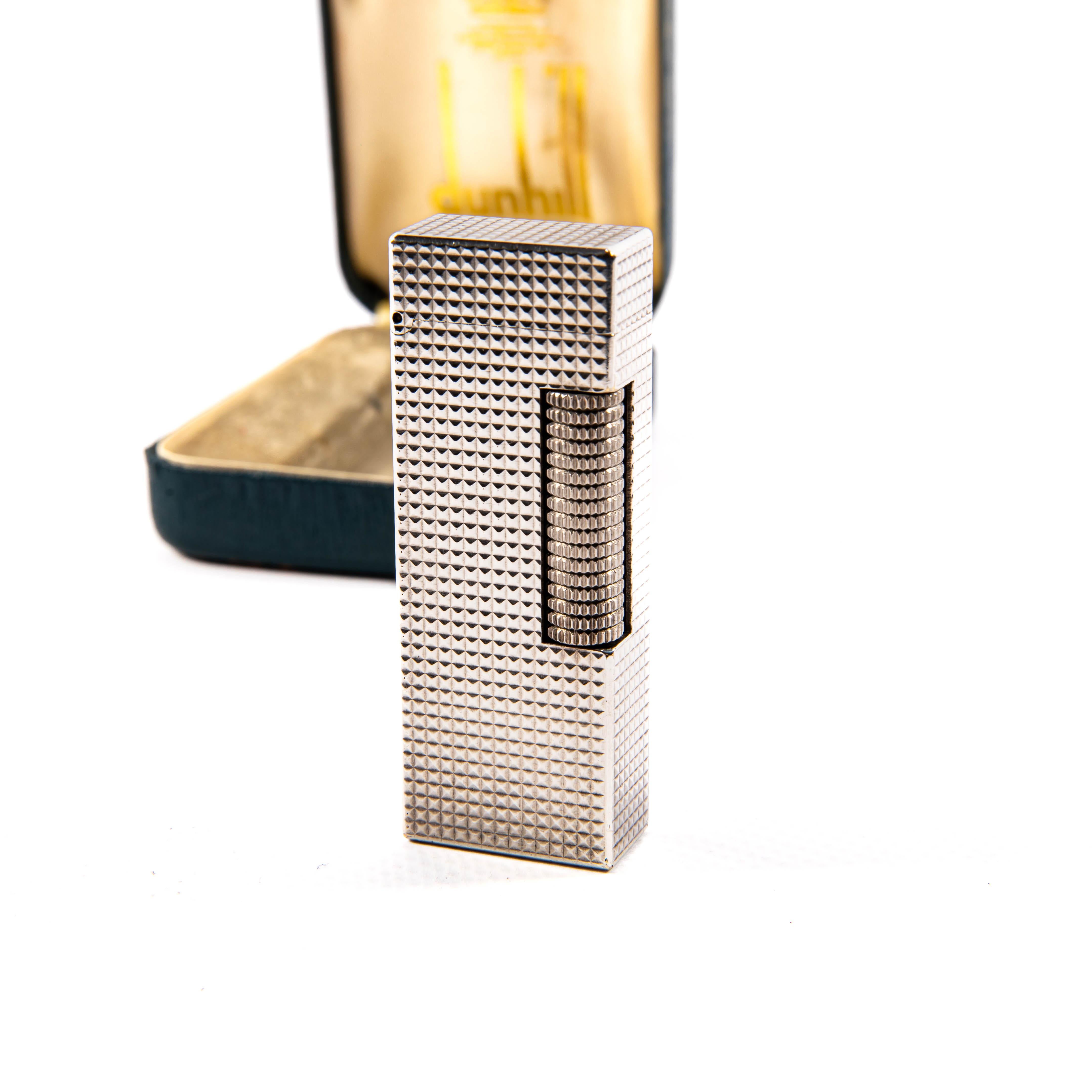 Versilberter DUNHILL Rollagas-Leuchte Hobnail im Vintage-Stil in Schachtel 1970er Jahre im Zustand „Gut“ im Angebot in DELFT, NL