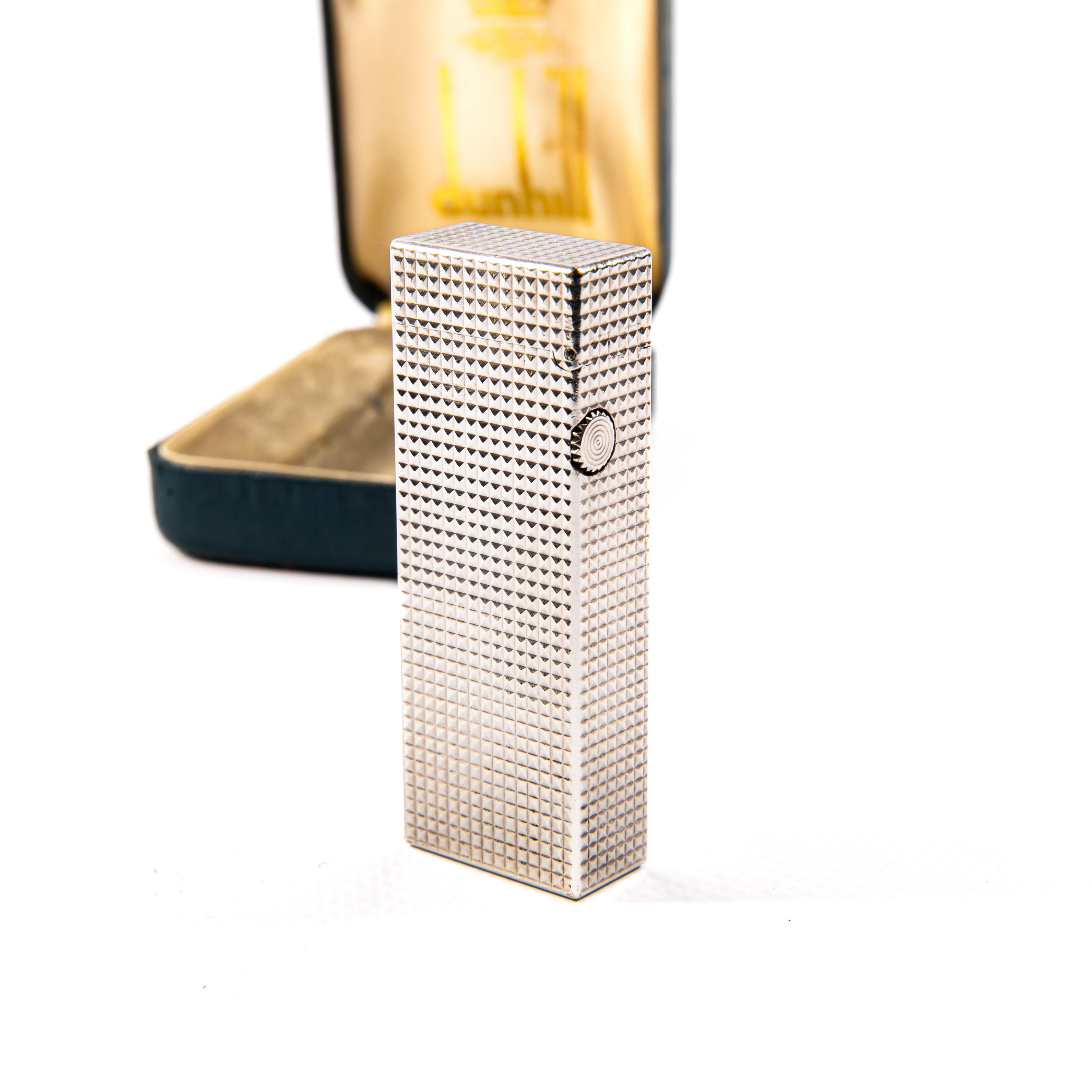 Versilberter DUNHILL Rollagas-Leuchte Hobnail im Vintage-Stil in Schachtel 1970er Jahre im Angebot 1