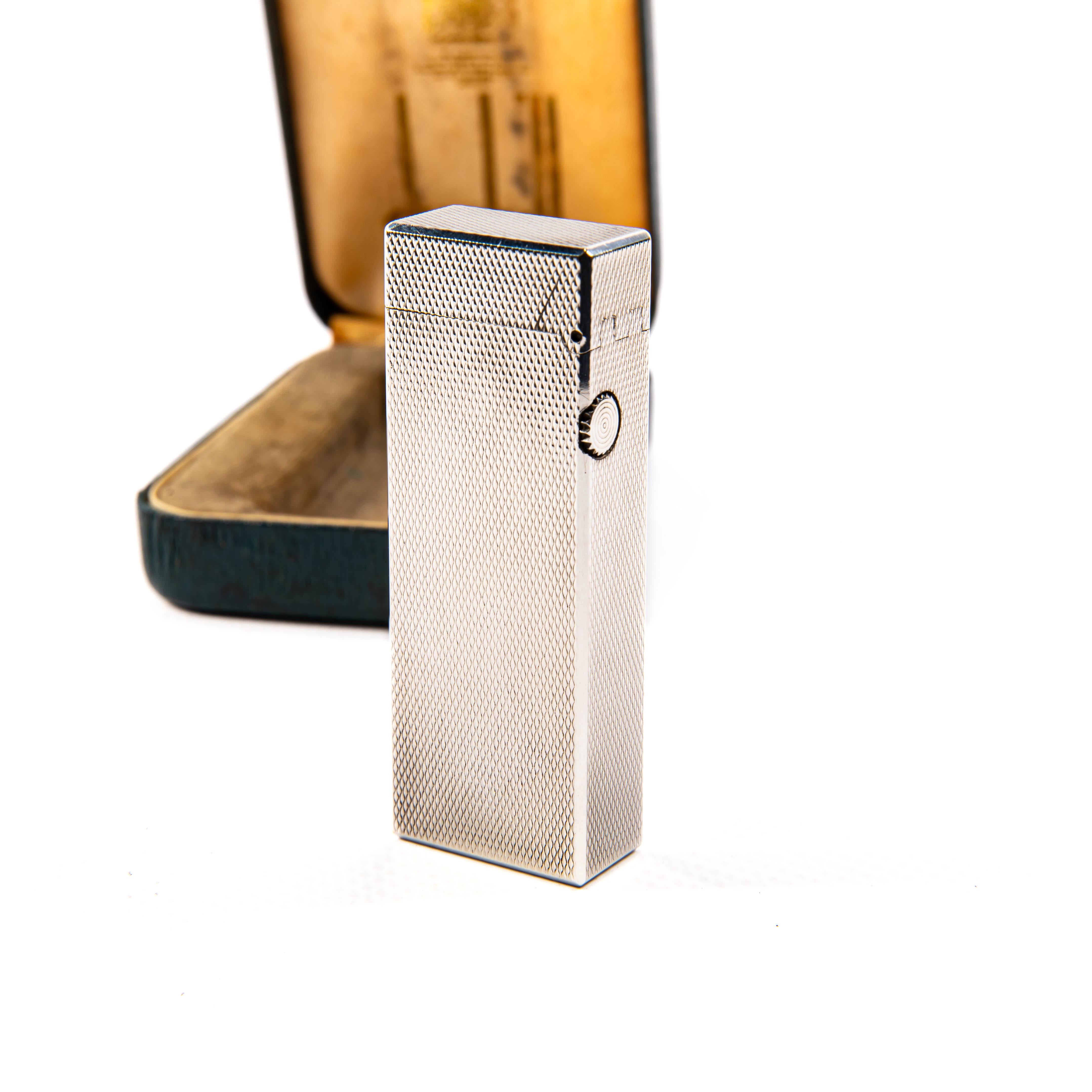Accendino DUNHILL Rollagas placcato argento vintage in scatola anni '70 in vendita 1