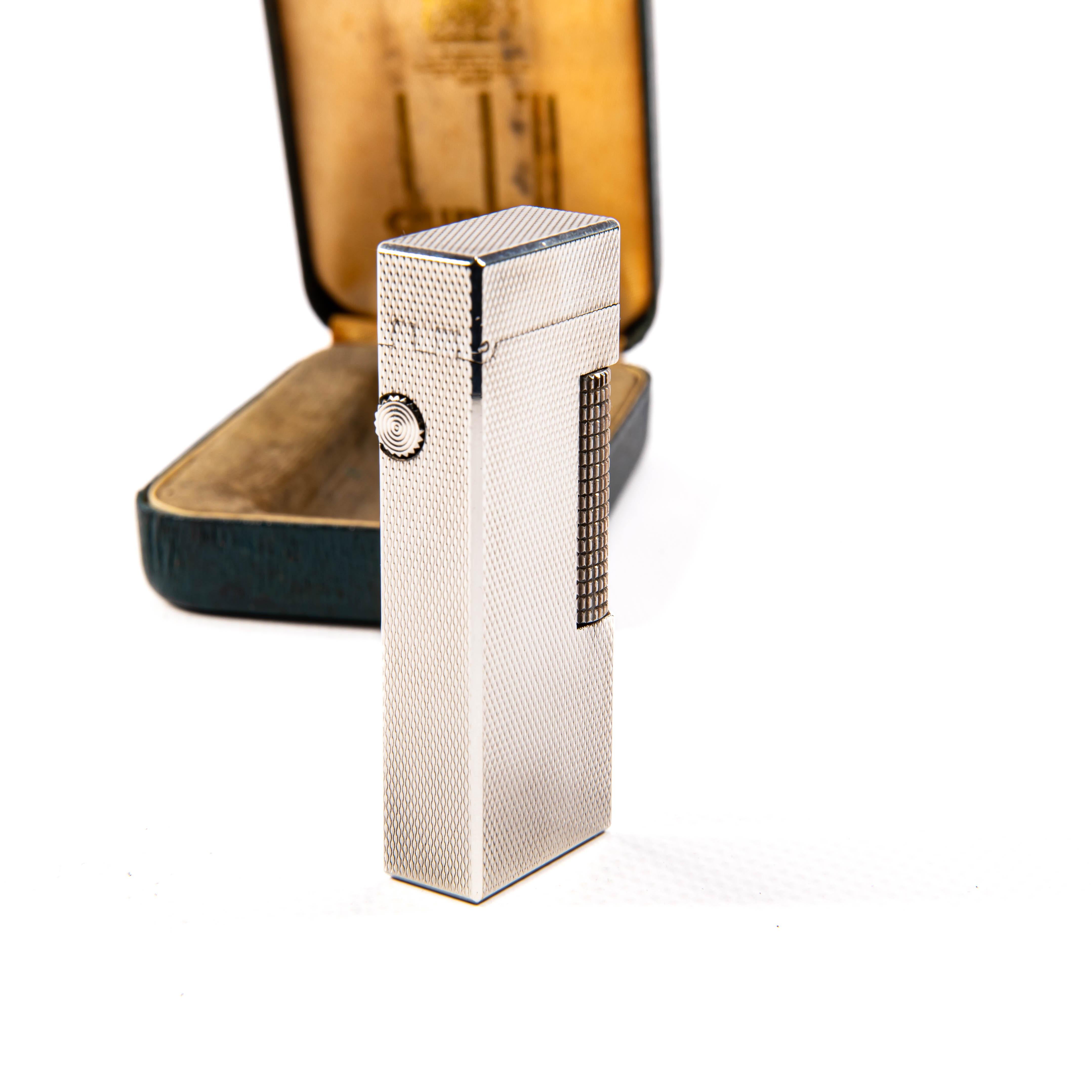 Accendino DUNHILL Rollagas placcato argento vintage in scatola anni '70 in vendita 2