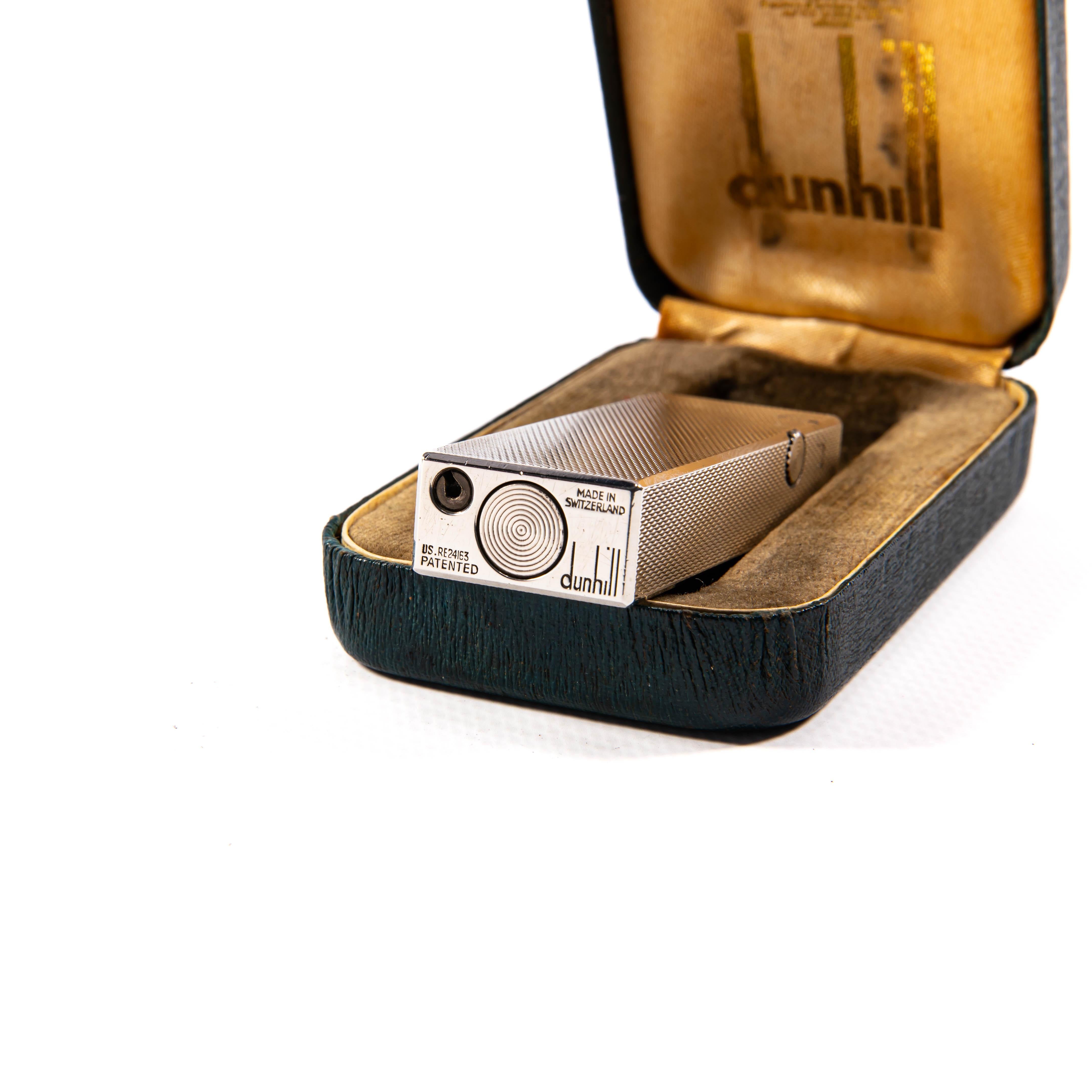 Accendino DUNHILL Rollagas placcato argento vintage in scatola anni '70 in vendita 5