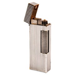 DUNHILL Rollagas Lighter Lines vintage plaqué argent 1970