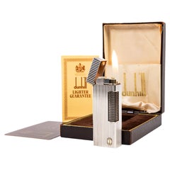 Vintage Silver Plated Dunhill Rollagas Lighter Lines in Box 1983