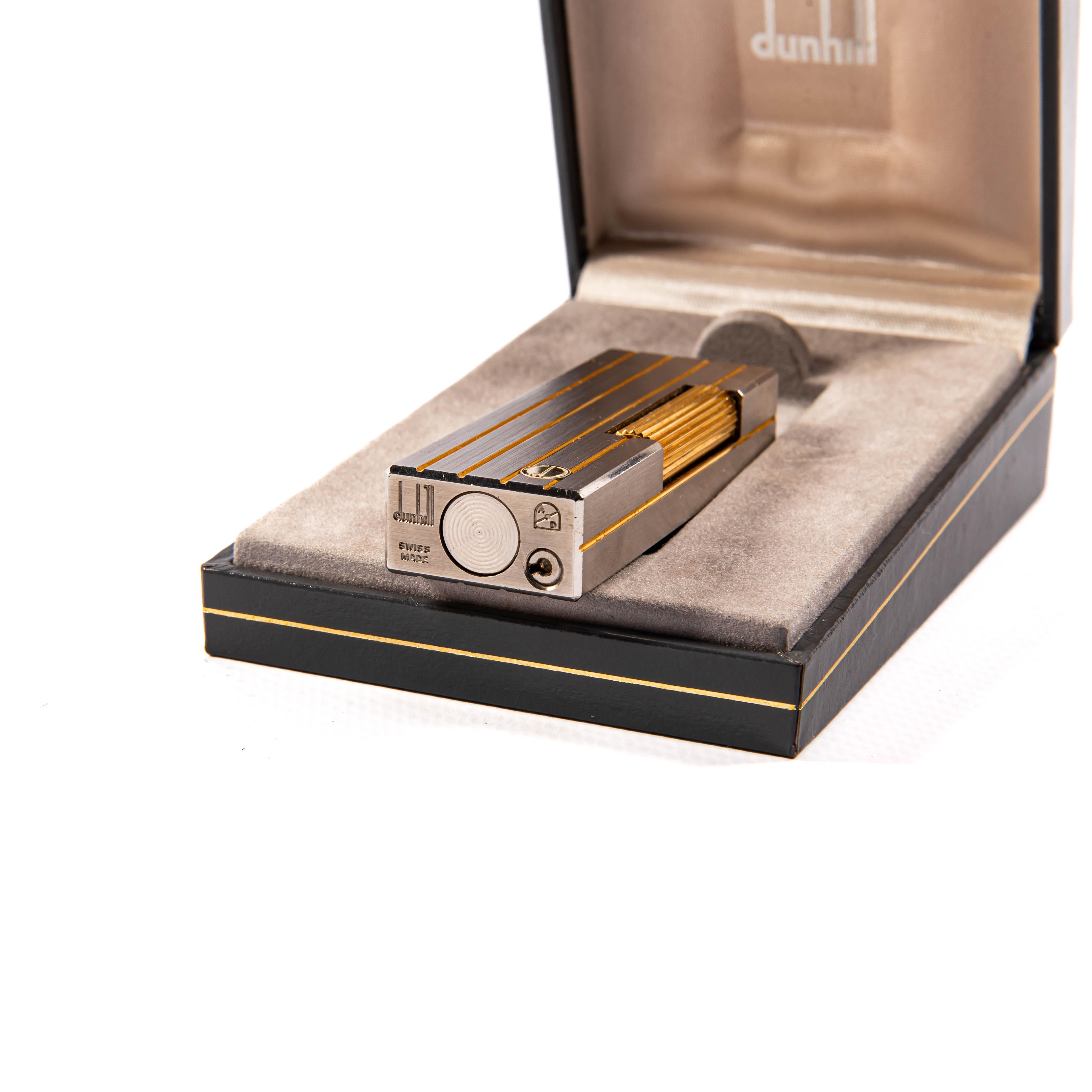 Vintage Silver Plated DUNHILL Rollagas Lighter Satin in Box 1980s 5