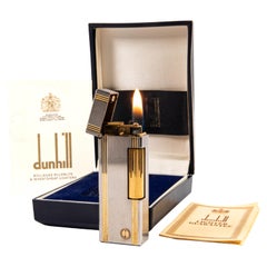 Vintage Silver Plated DUNHILL Rollagas Lighter Satin in Box 1985
