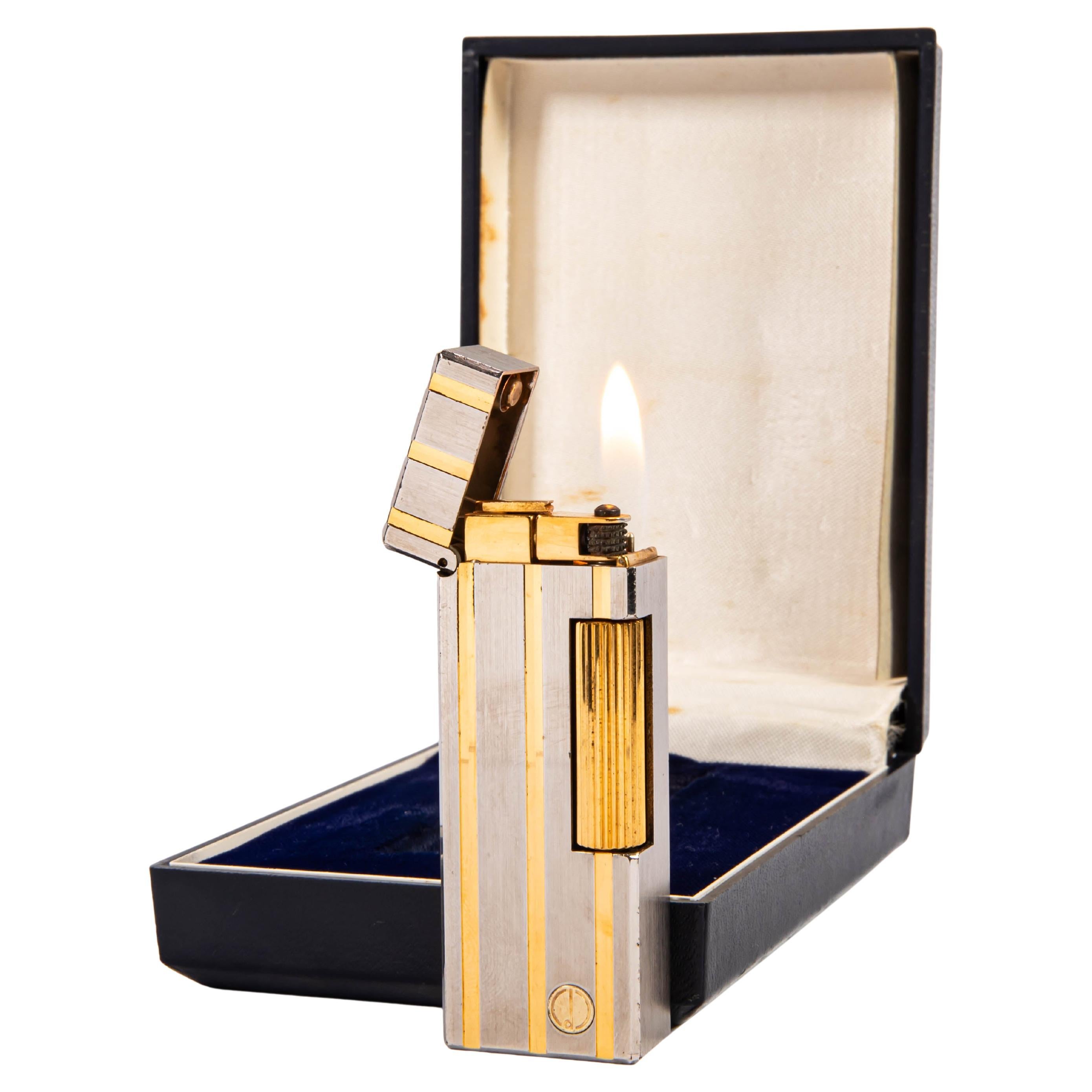Vintage Silver Plated DUNHILL Rollagas Lighter Satin in Box 1989