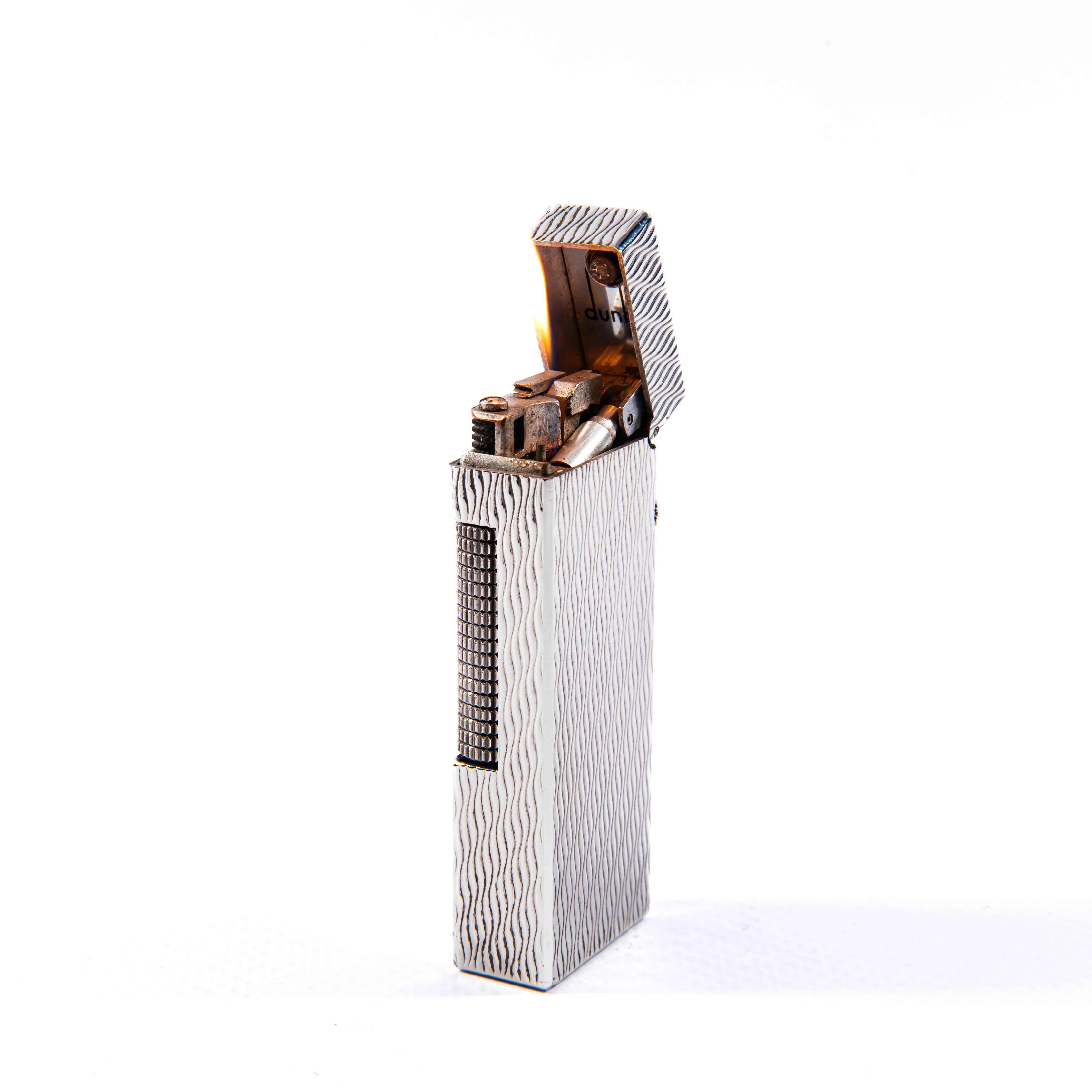 Vintage Silver Plated DUNHILL Rollagas Lighter Waves 1960s For Sale 2