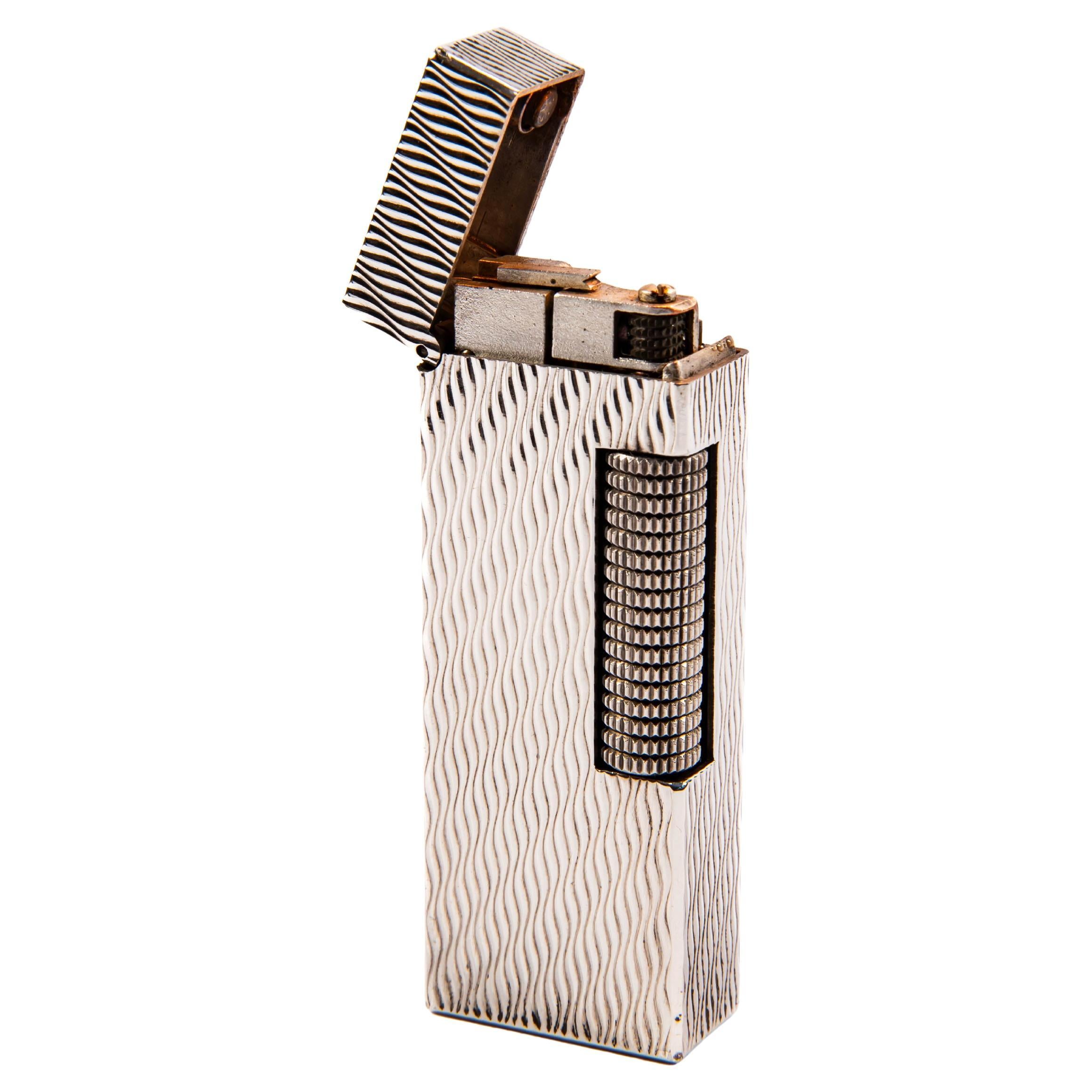 Encendedor Rollagas Vintage DUNHILL Plateado Olas Años 60