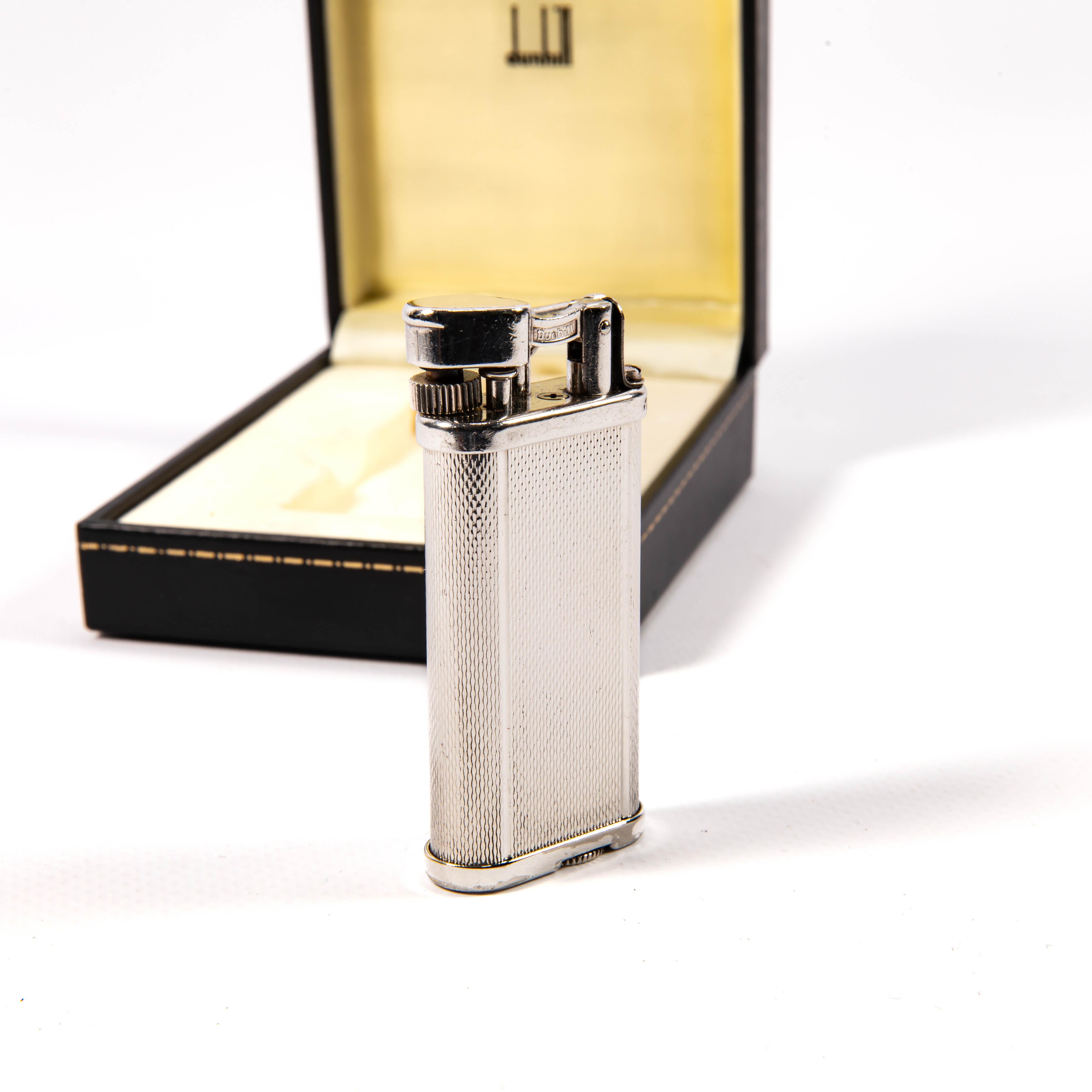 Vintage Silver Plated DUNHILL Unique Lighter in Box 1990s For Sale 1