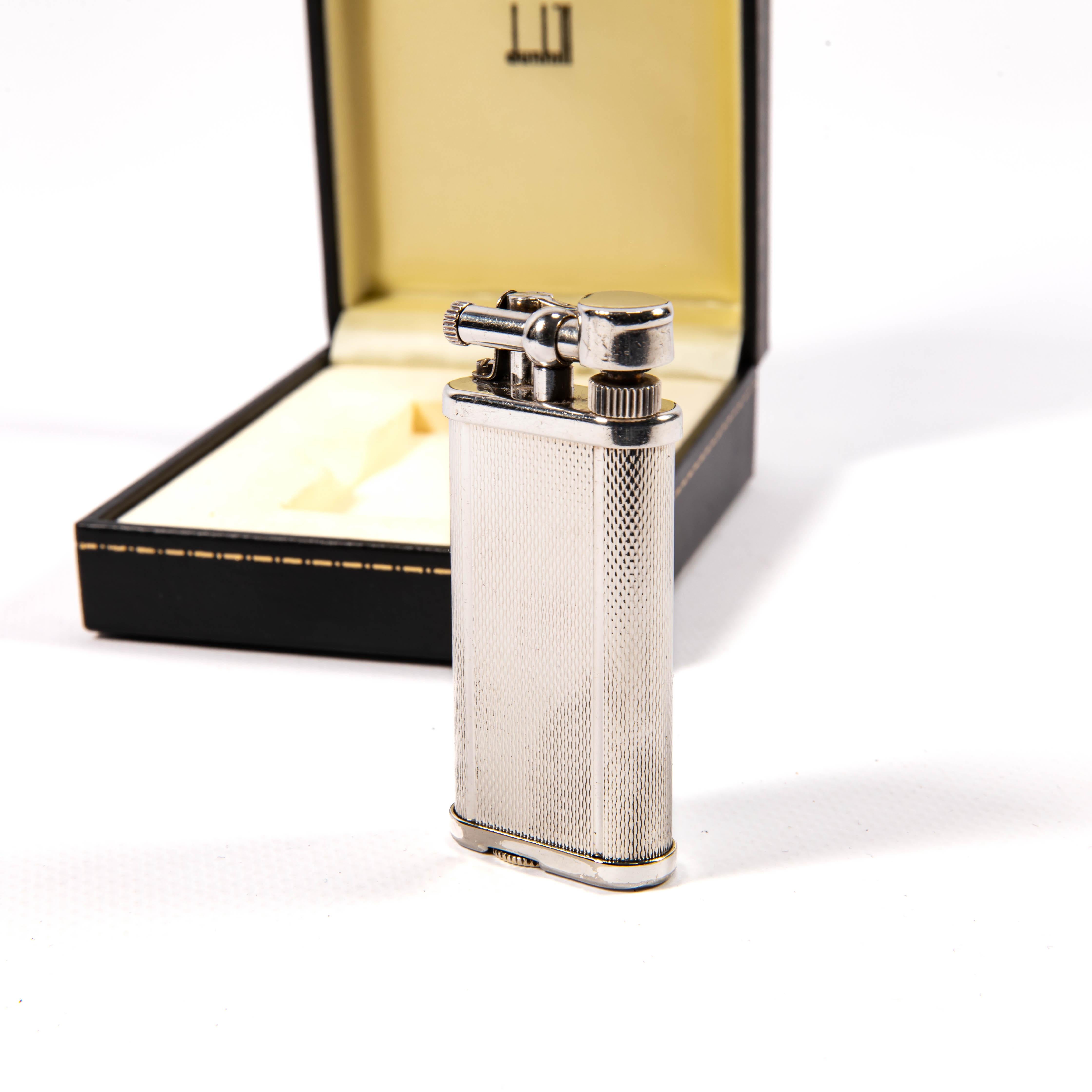 Vintage Silver Plated DUNHILL Unique Lighter in Box 1990s For Sale 2