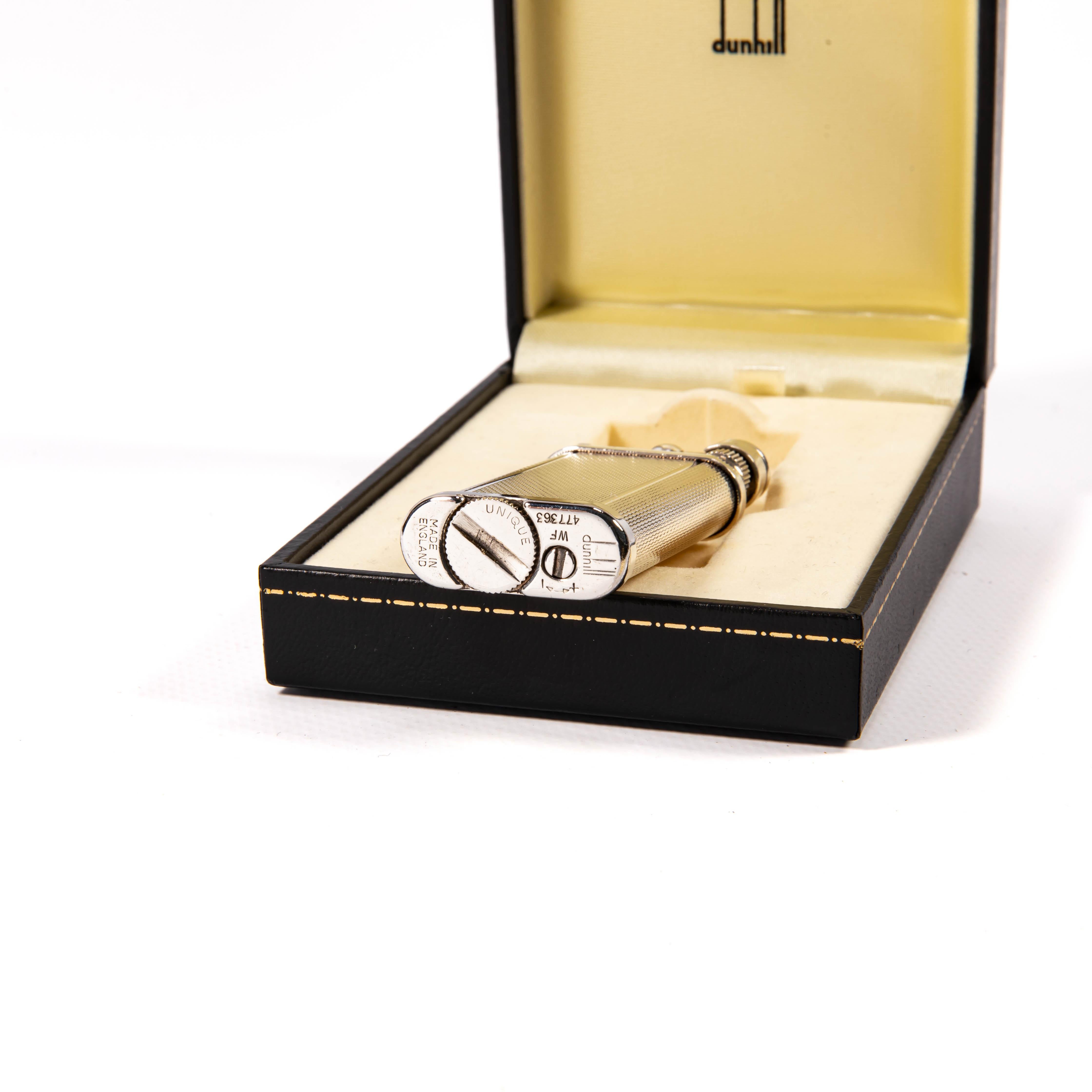 Vintage Silver Plated DUNHILL Unique Lighter in Box 1990s For Sale 5