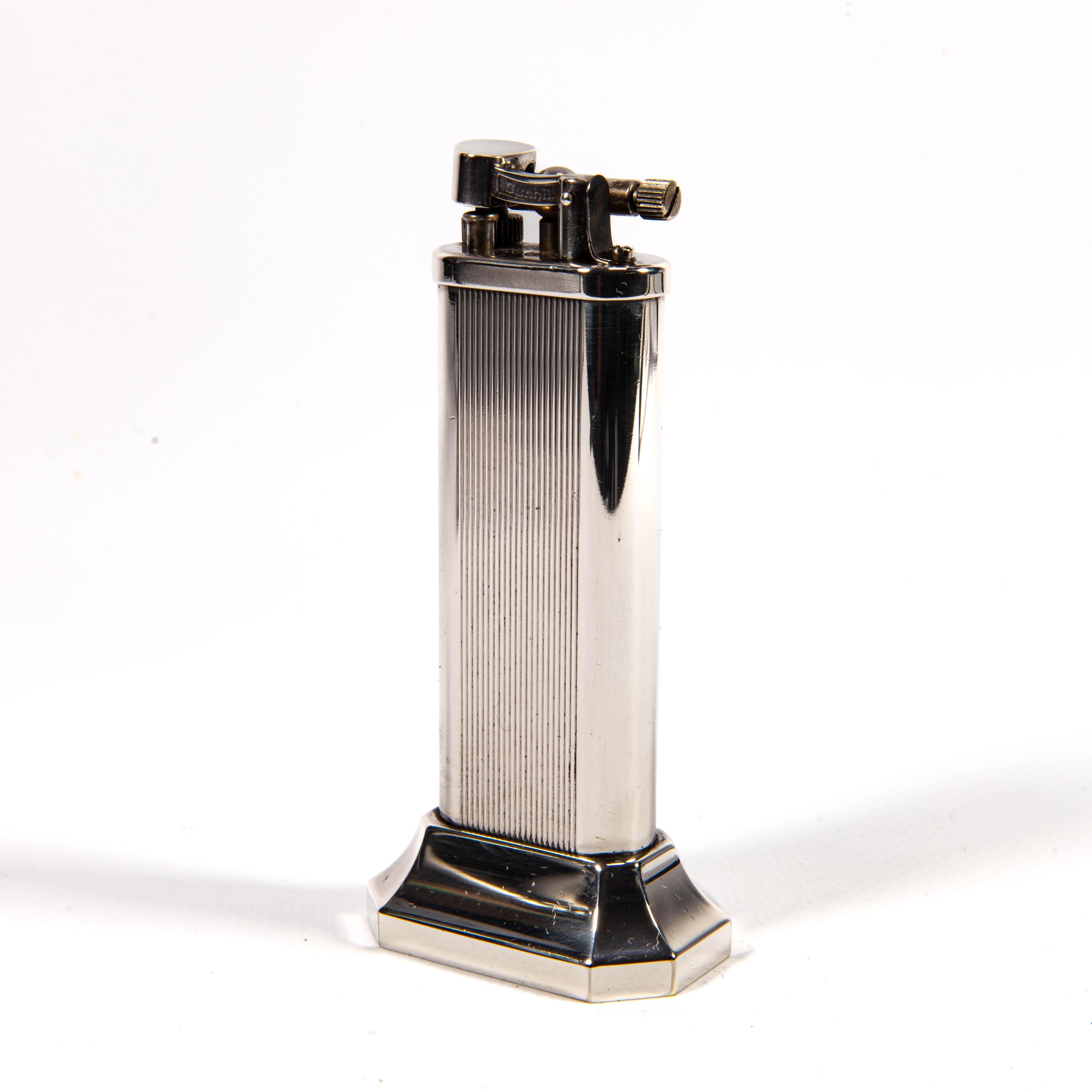 Women's or Men's Vintage Silver Plated DUNHILL Unique Table Lighter 1990s For Sale