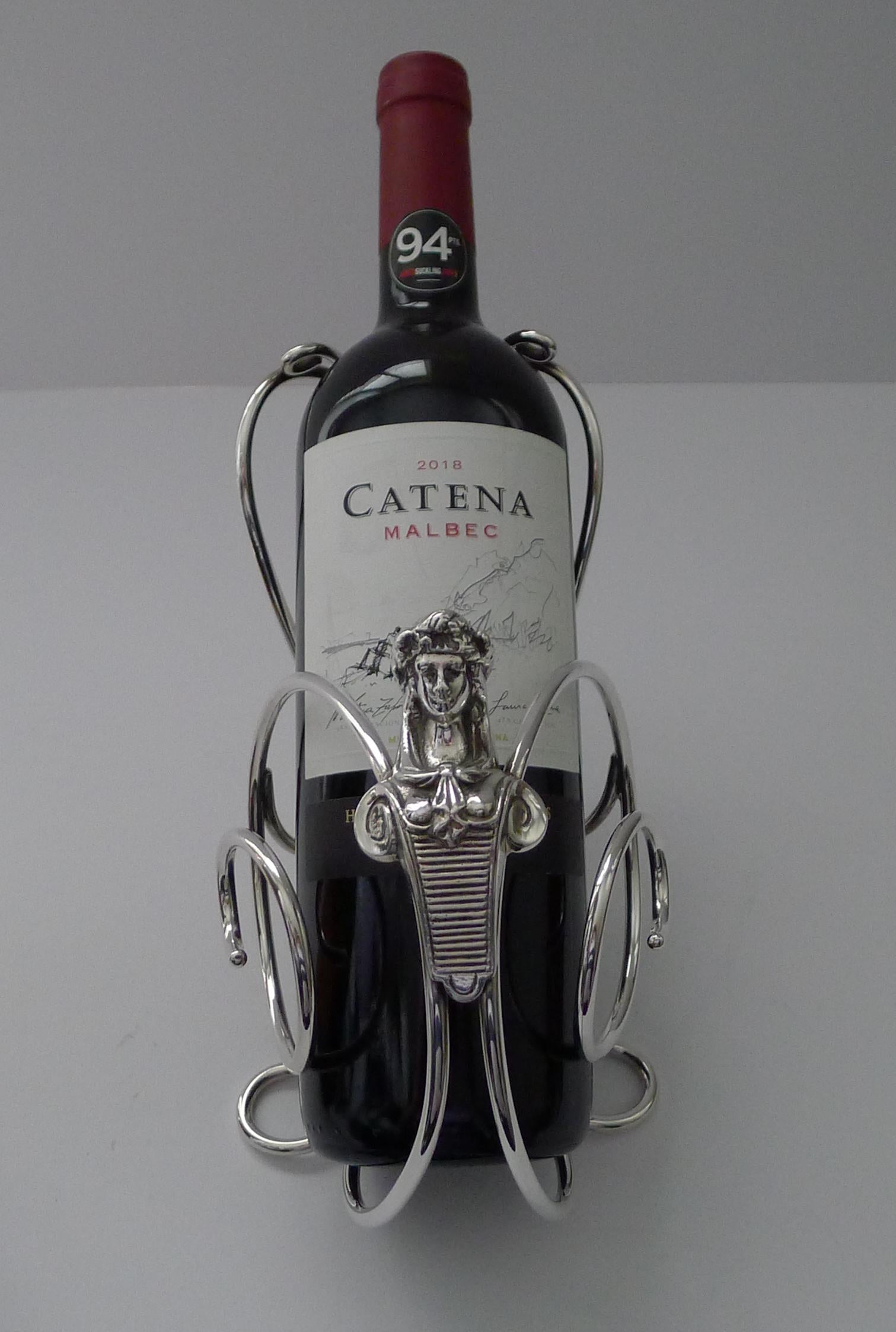 Vintage Silver Plated Elkington Wine Bottle Holder / Pourer - 1964 For Sale 2