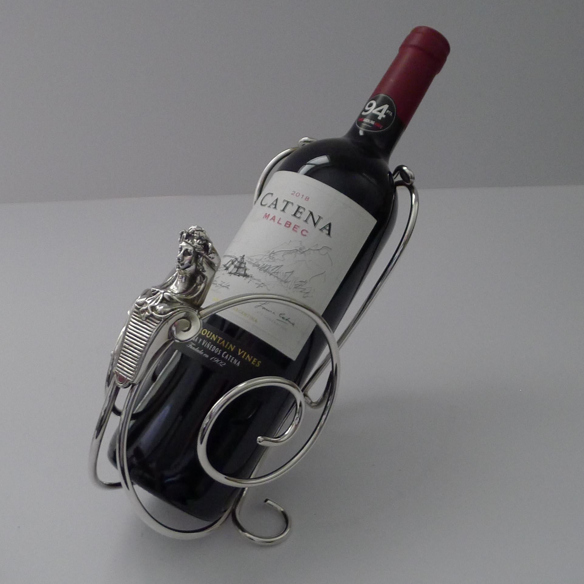 Vintage Silver Plated Elkington Wine Bottle Holder / Pourer - 1964 For Sale 3