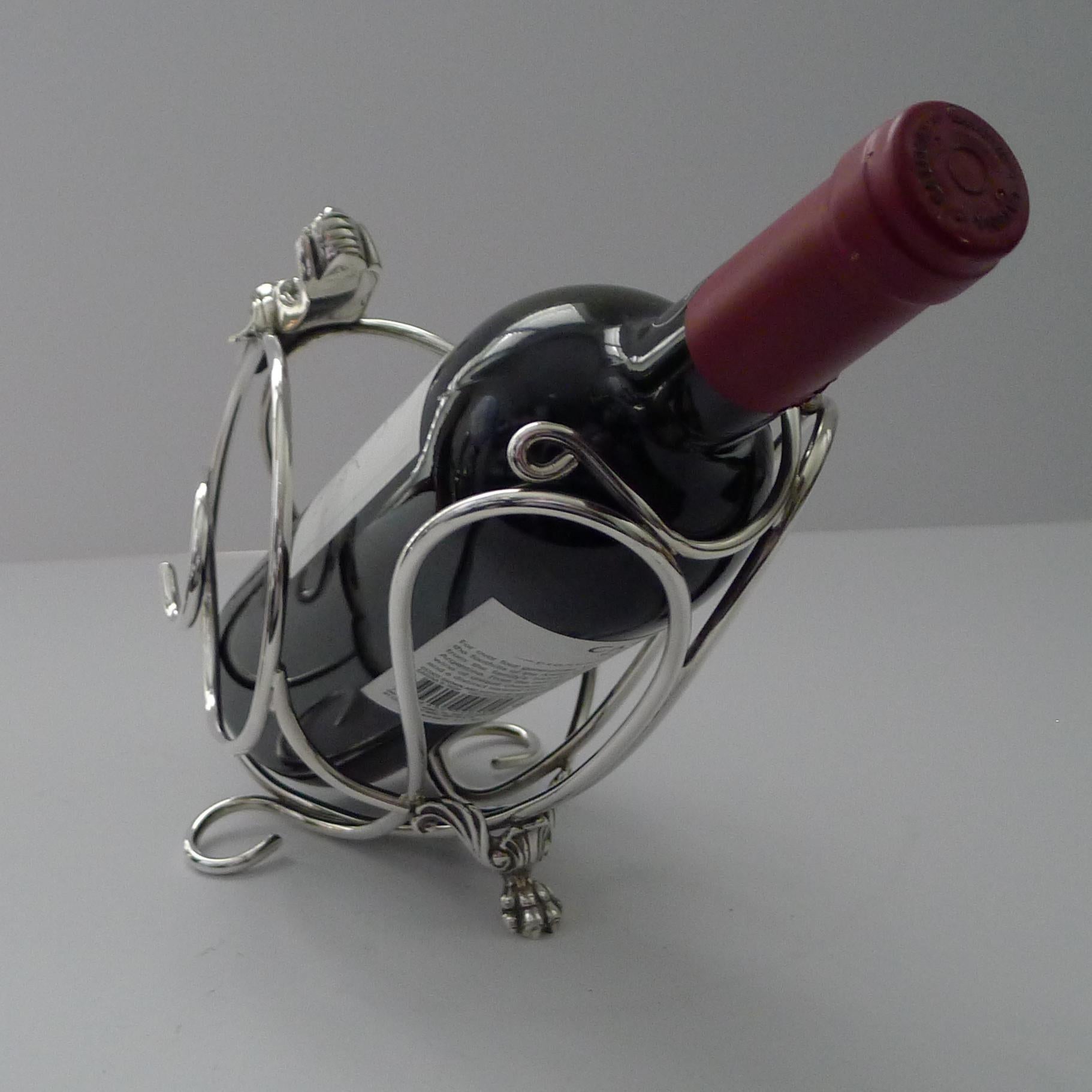 Vintage Silver Plated Elkington Wine Bottle Holder / Pourer - 1964 For Sale 4