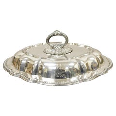 Antique Silver Plated English Victorian Style Lidded Vegetable Serving Platter