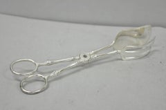 Vintage Silver Plated Faux Bamboo Scissor Style Pastry Cake Serving Tongs