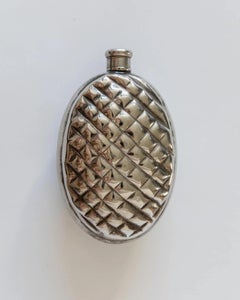 Vintage Silver Plated Flask, Pinecone Shape Metal Design, 1950s