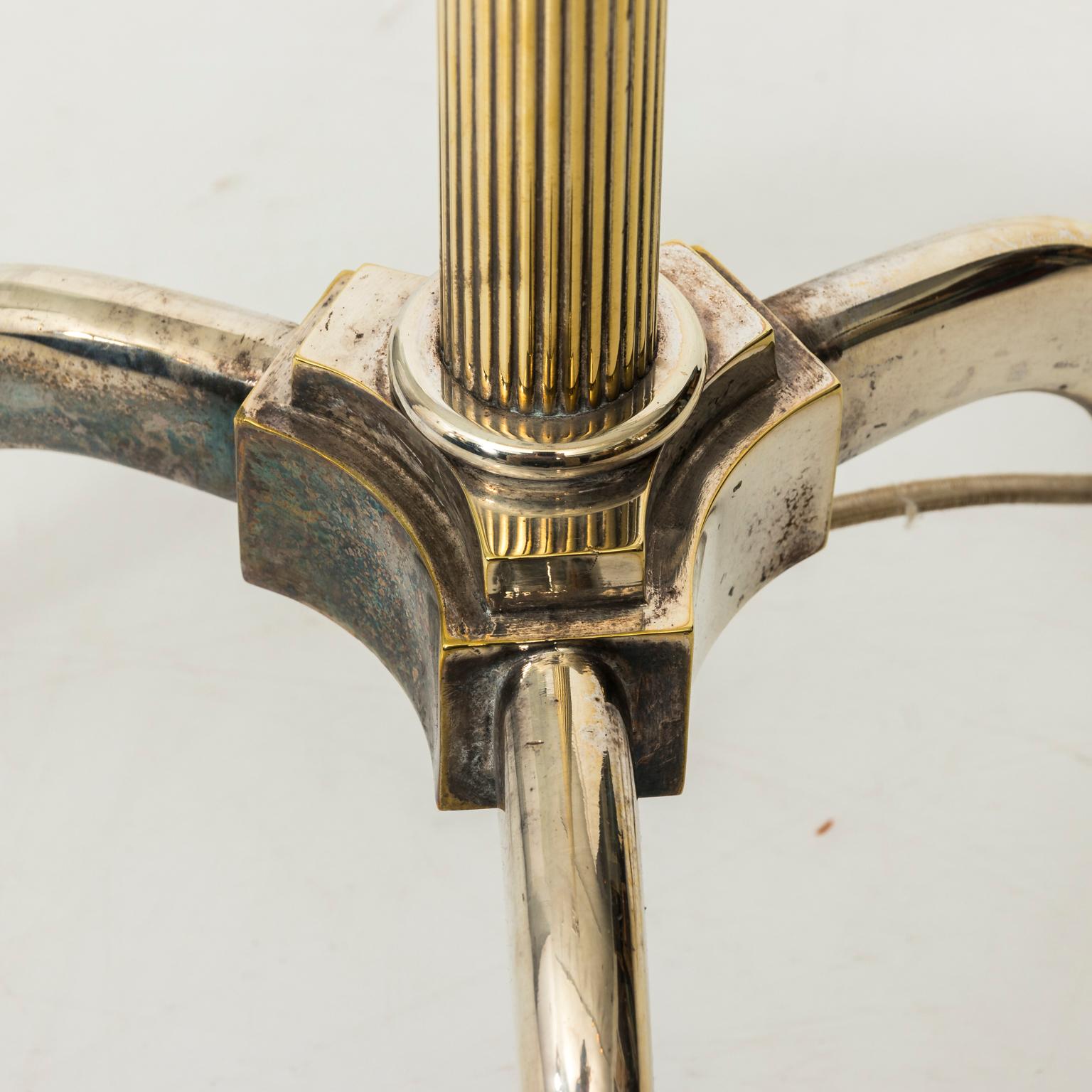 Polished Vintage Silver Plated Floor Lamp For Sale