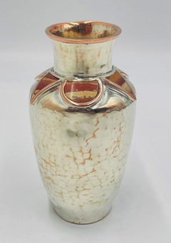 Vintage Silver Plated Flower Vase with Jasper Stone Inlay by Emilia Castillo